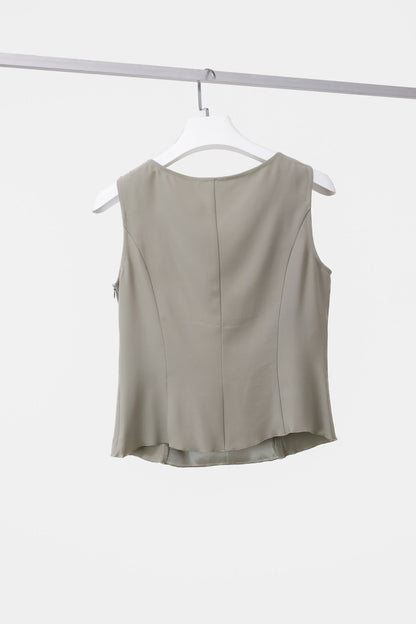 Giorgio Armani Beige Cowl Neck Tank