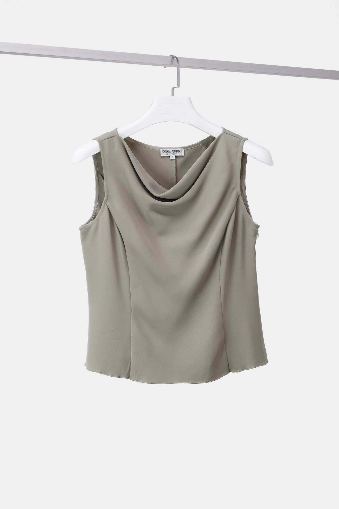 Giorgio Armani Beige Cowl Neck Tank