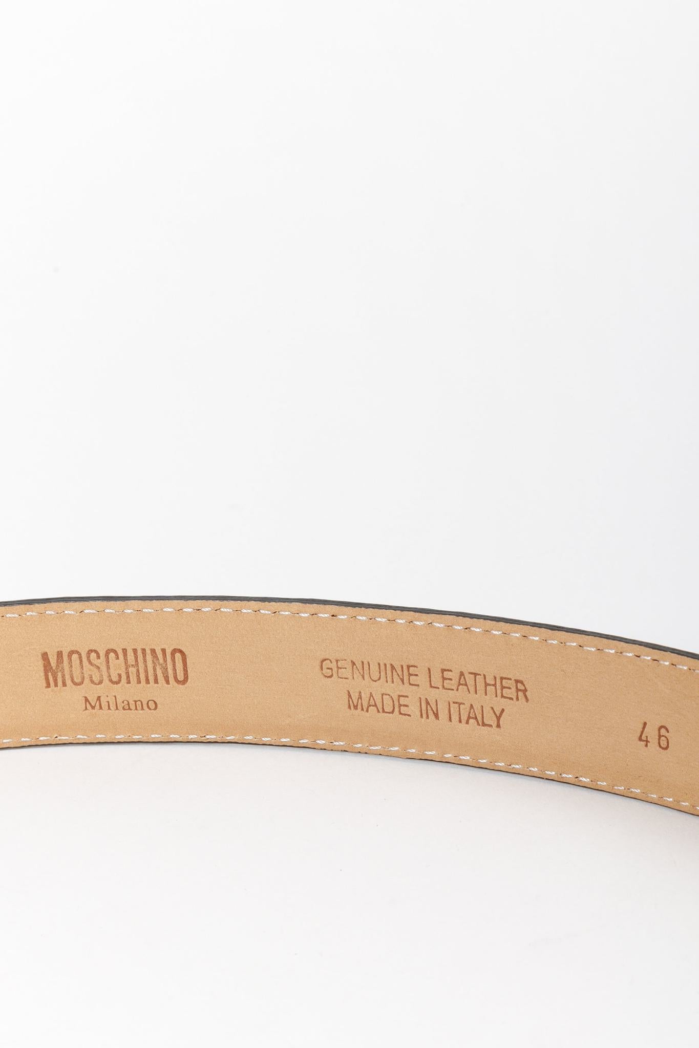 Moschino Logo Light Blue Leather Belt