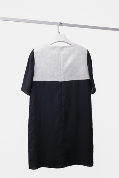 Tibi Two-Tone Peekaboo Shift Dress