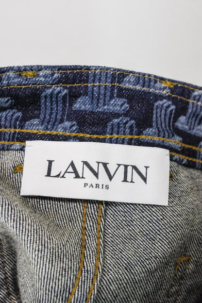 Lanvin Monogram Pattern Wide Leg Jeans