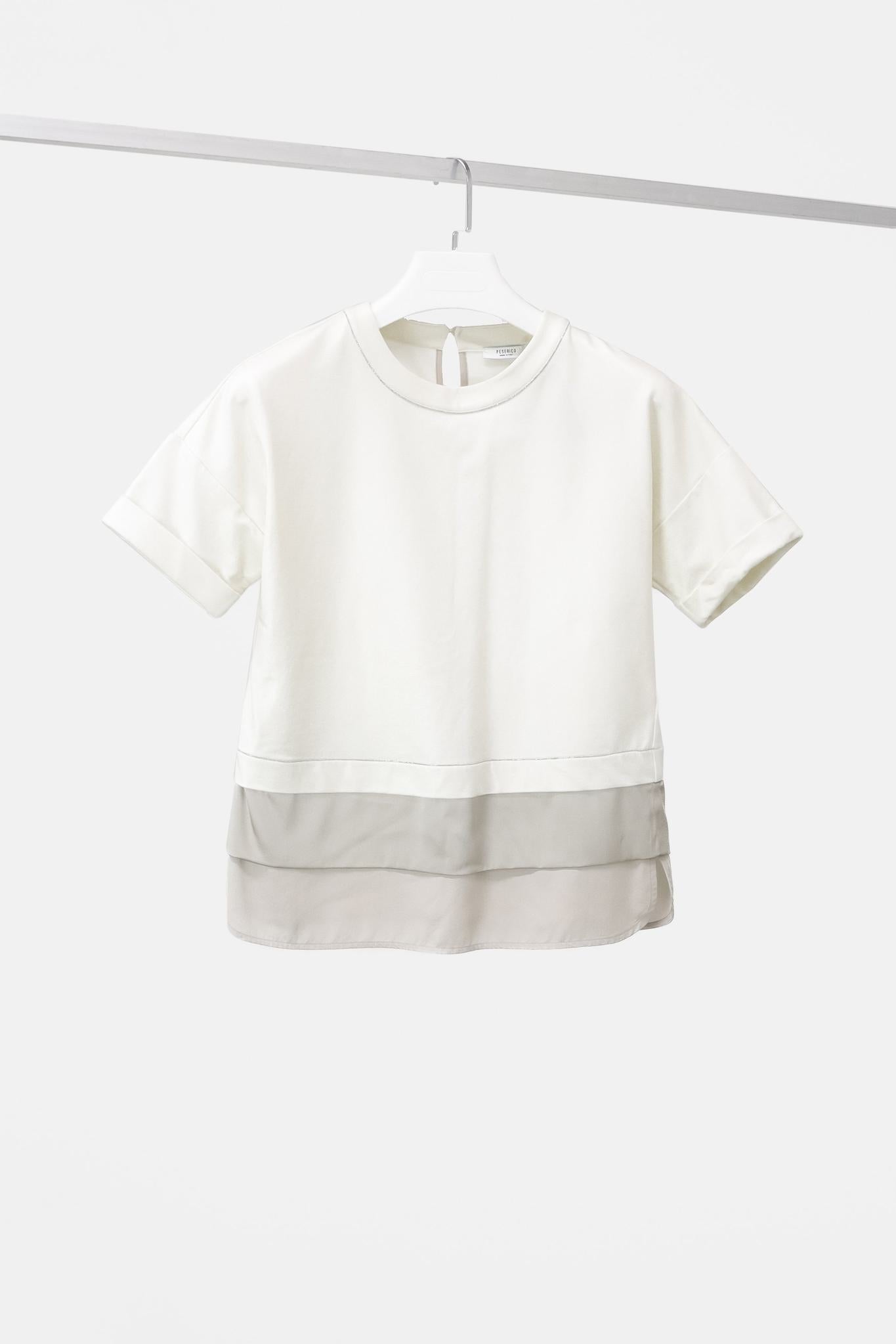 Peserico Cream Metallic Layered Tee