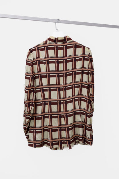 Marni Cream Plaid Silk Blouse
