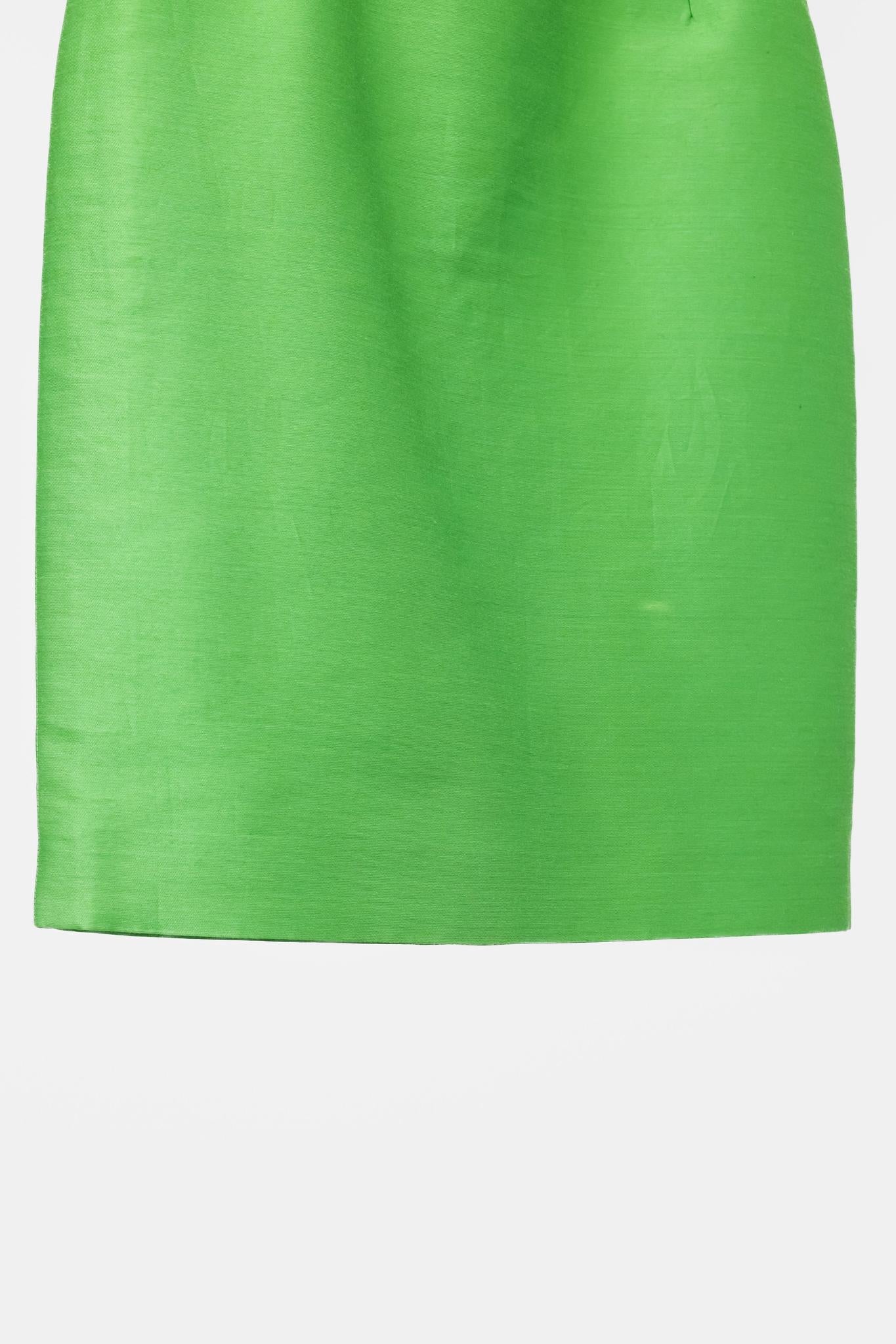 Oscar de La Renta Resort 2008 Green Satin Pencil Skirt