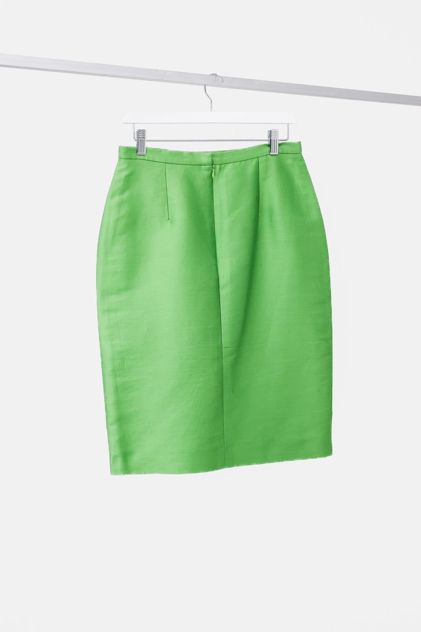 Oscar de La Renta Resort 2008 Green Satin Pencil Skirt