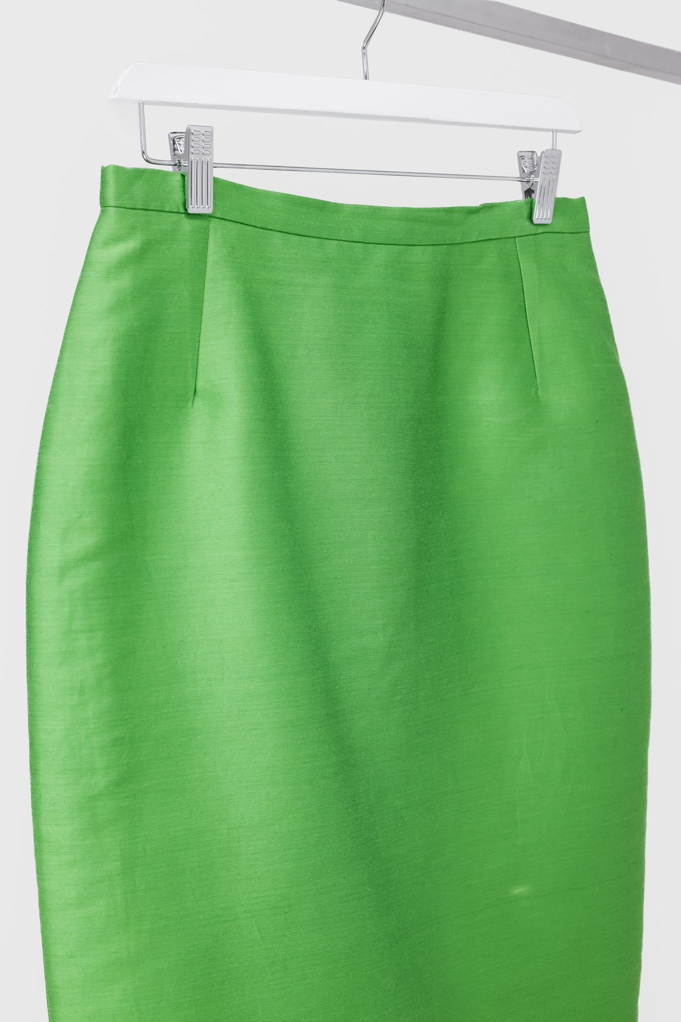 Oscar de La Renta Resort 2008 Green Satin Pencil Skirt