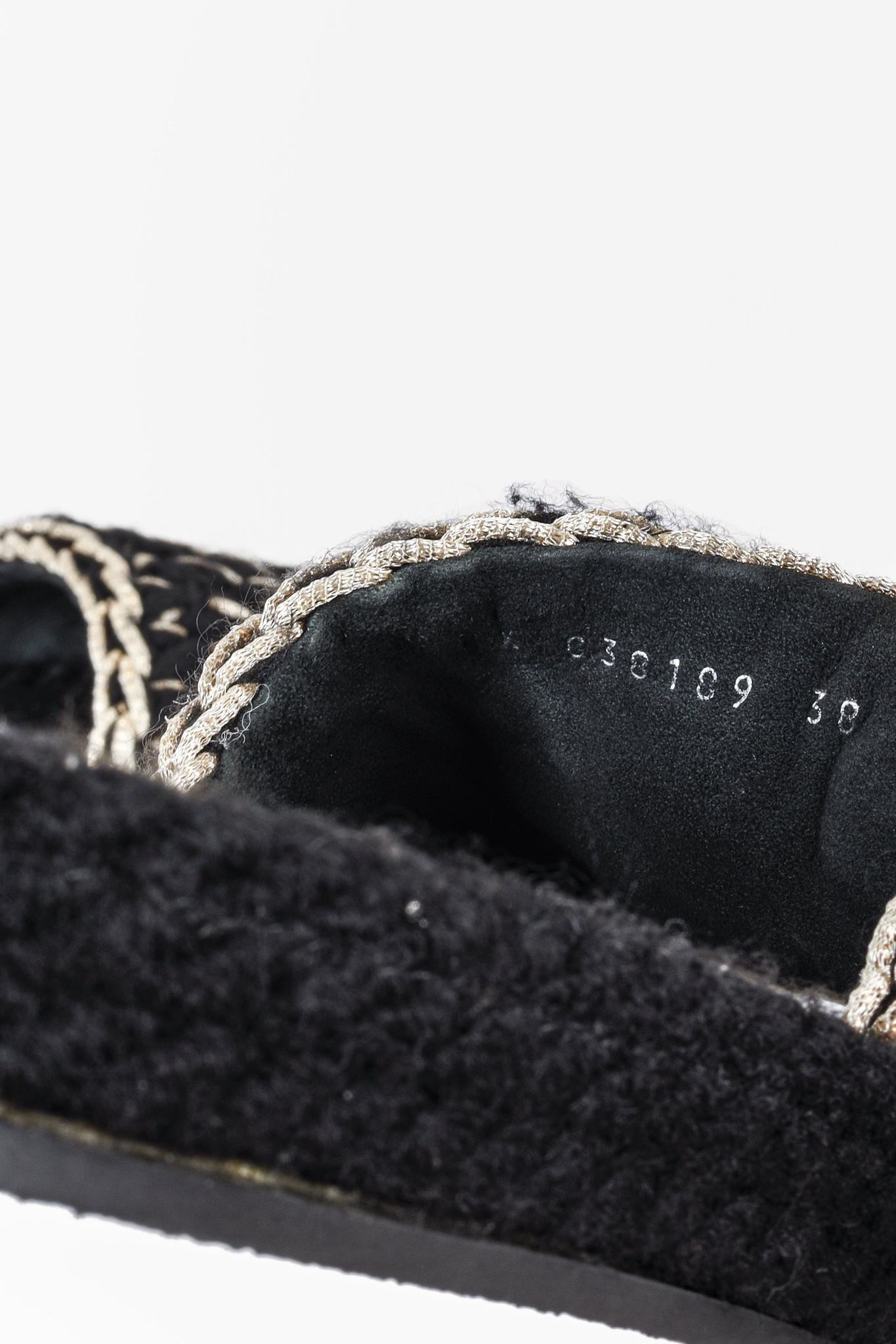 Chanel 2022 CC Black Knit Slide Sandals