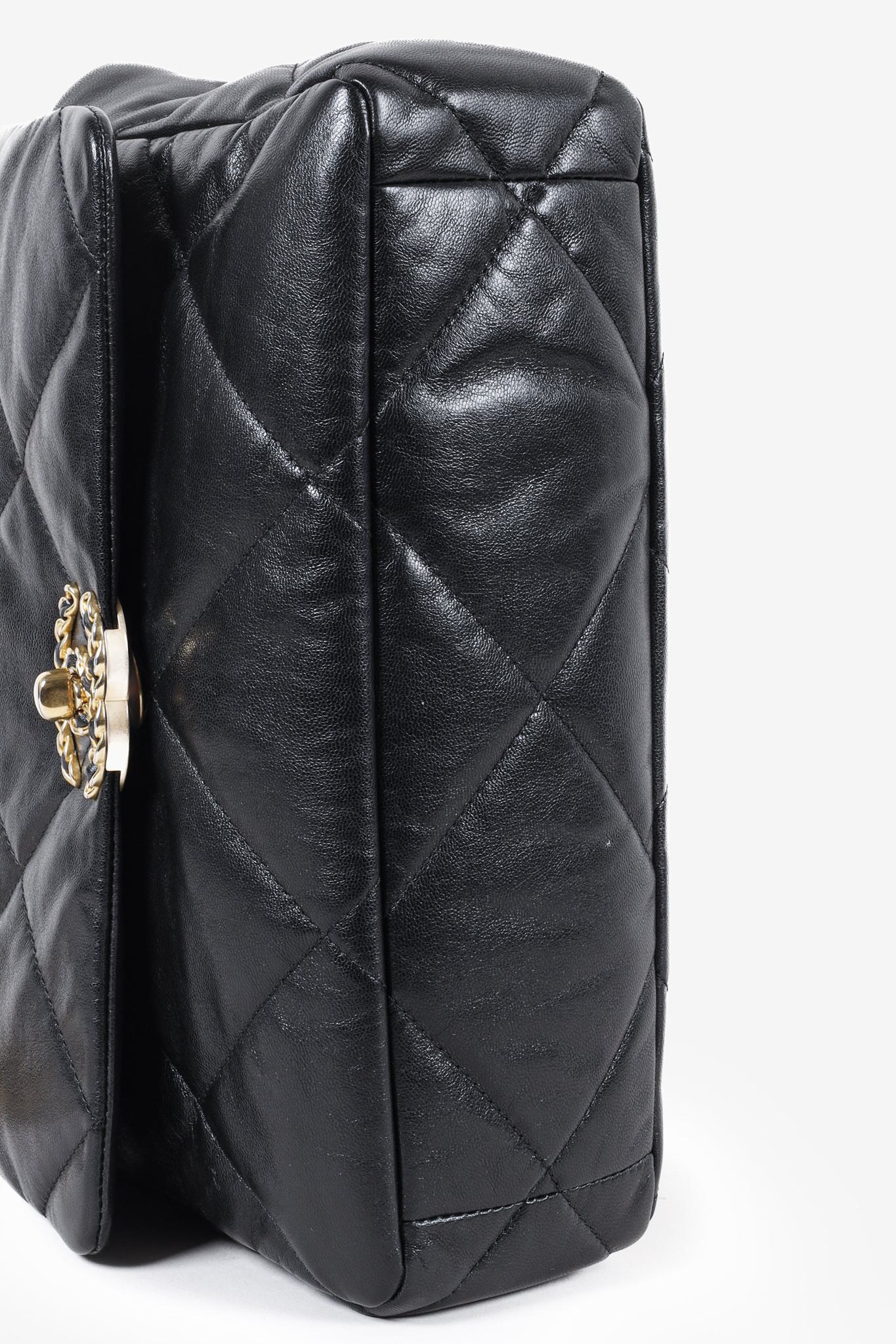 Chanel 19 Large Black Lambskin Quilted Handbag