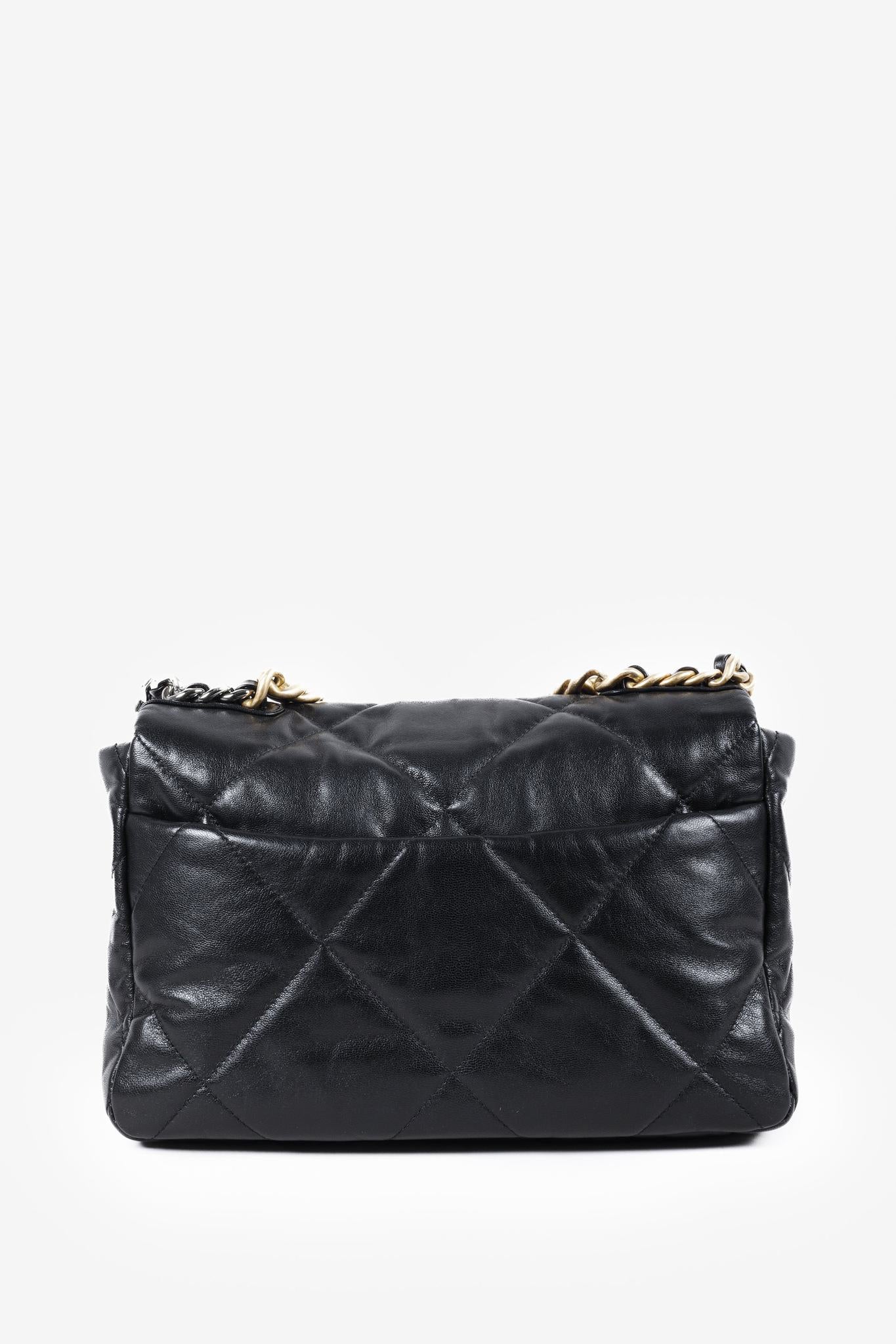 Chanel 19 Large Black Lambskin Quilted Handbag