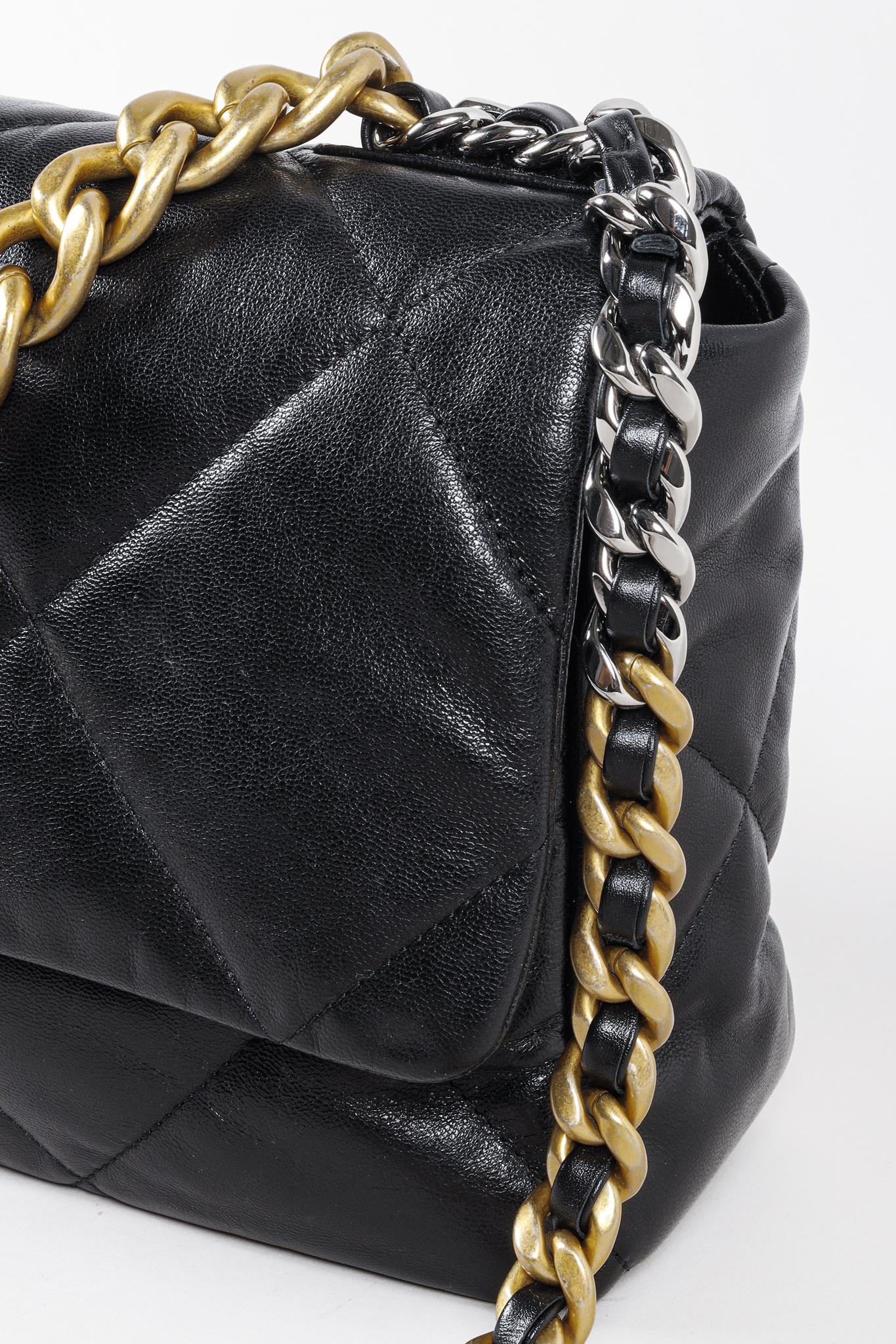 Chanel 19 Large Black Lambskin Quilted Handbag