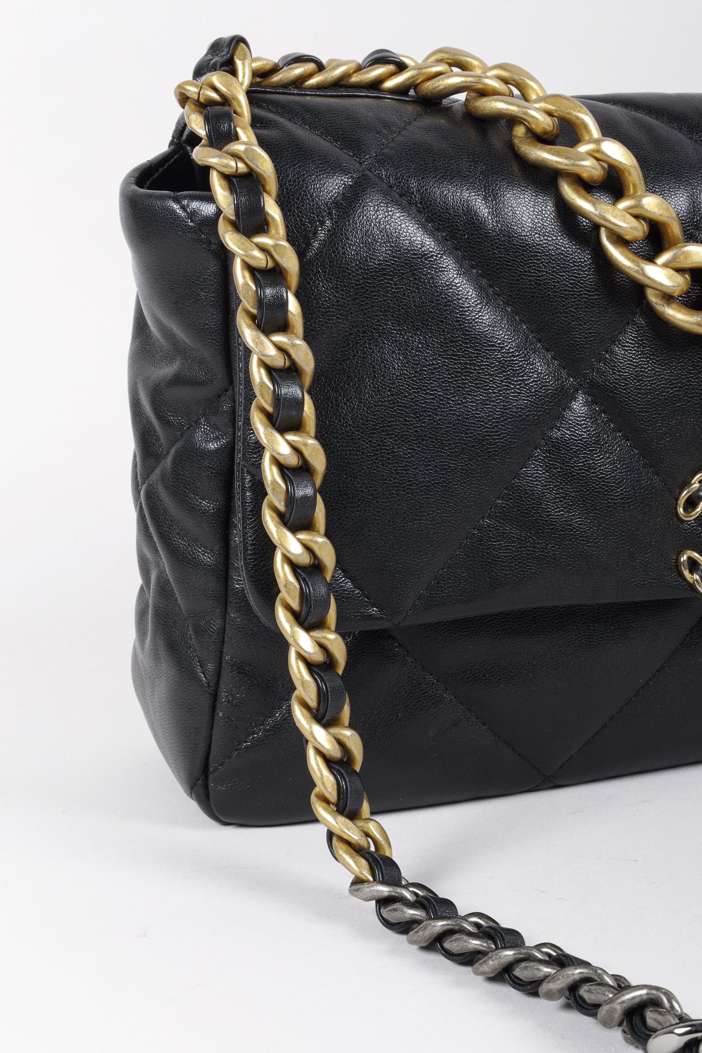 Chanel 19 Large Black Lambskin Quilted Handbag