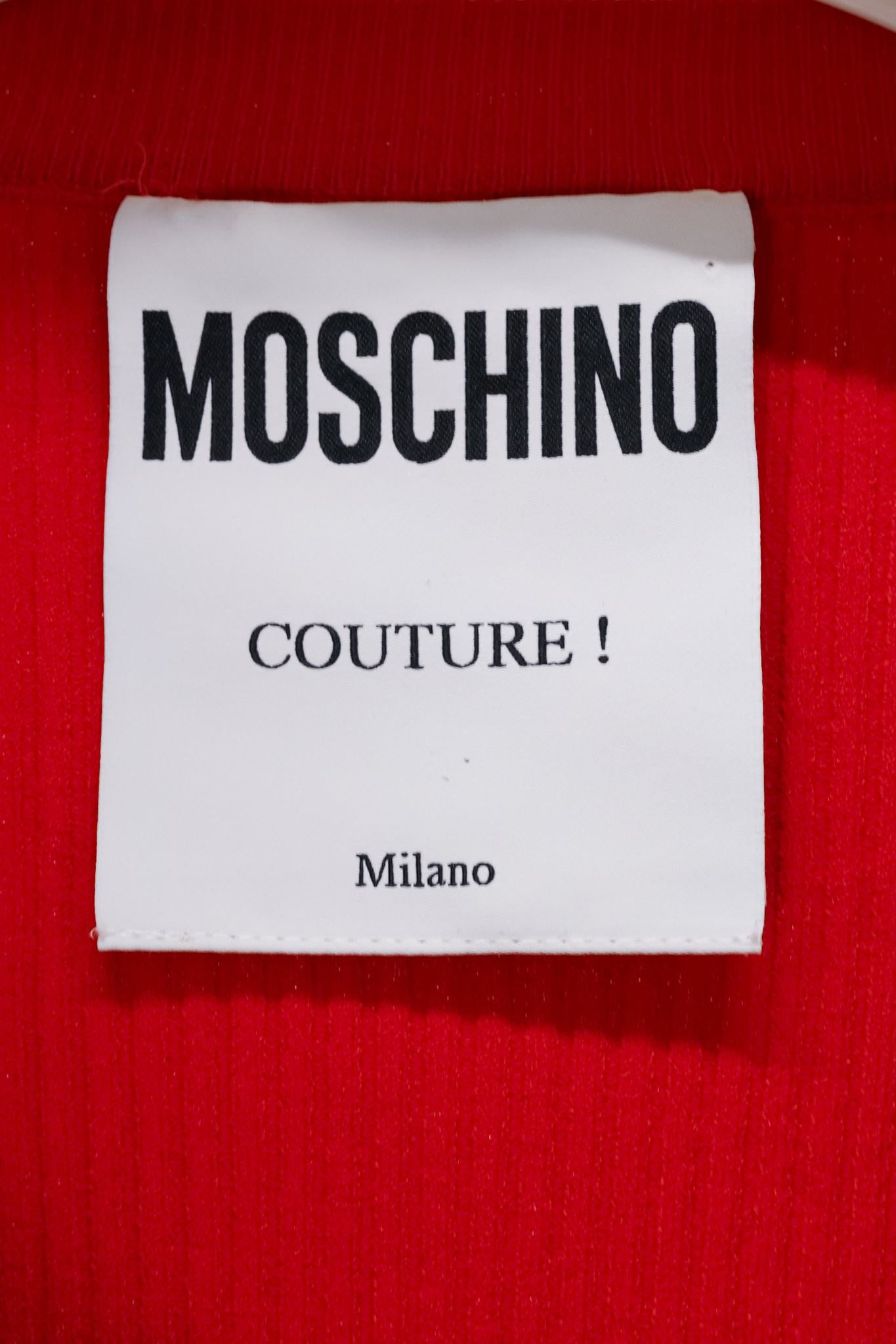 Moschino Red Rib Knit Cardigan