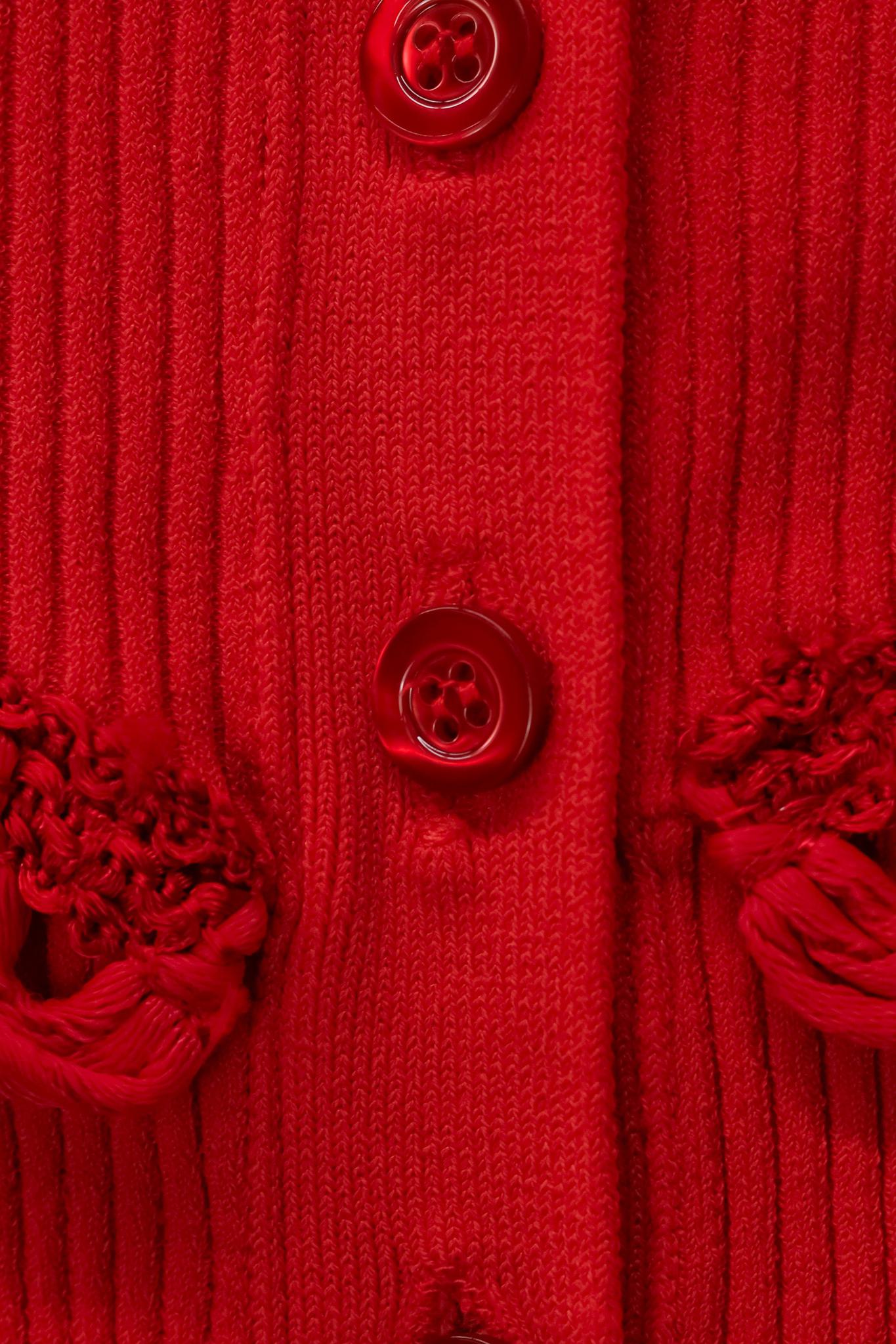 Moschino Red Rib Knit Cardigan