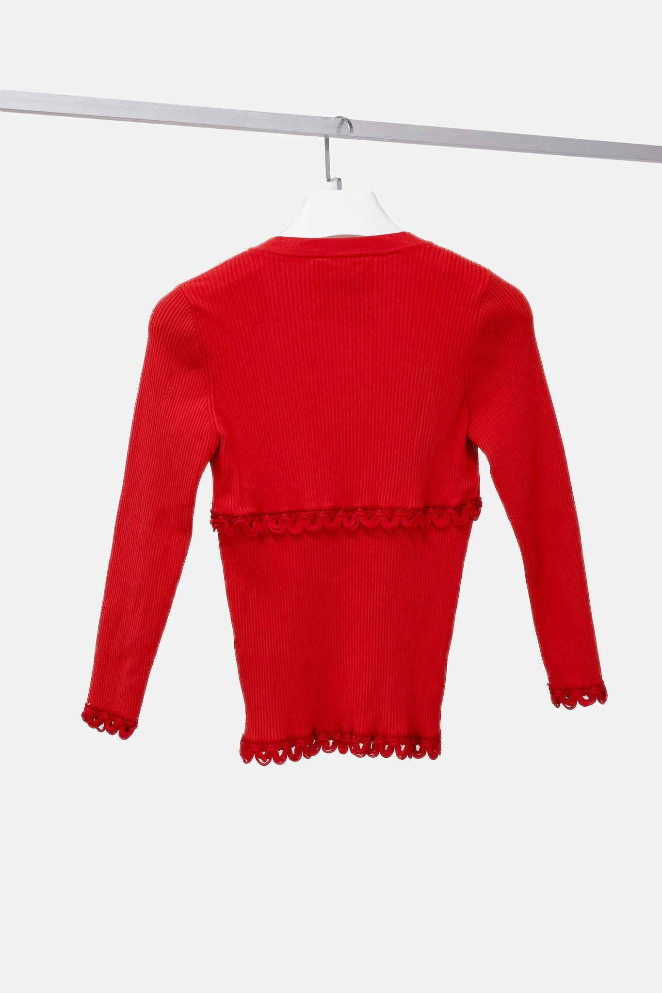 Moschino Red Rib Knit Cardigan