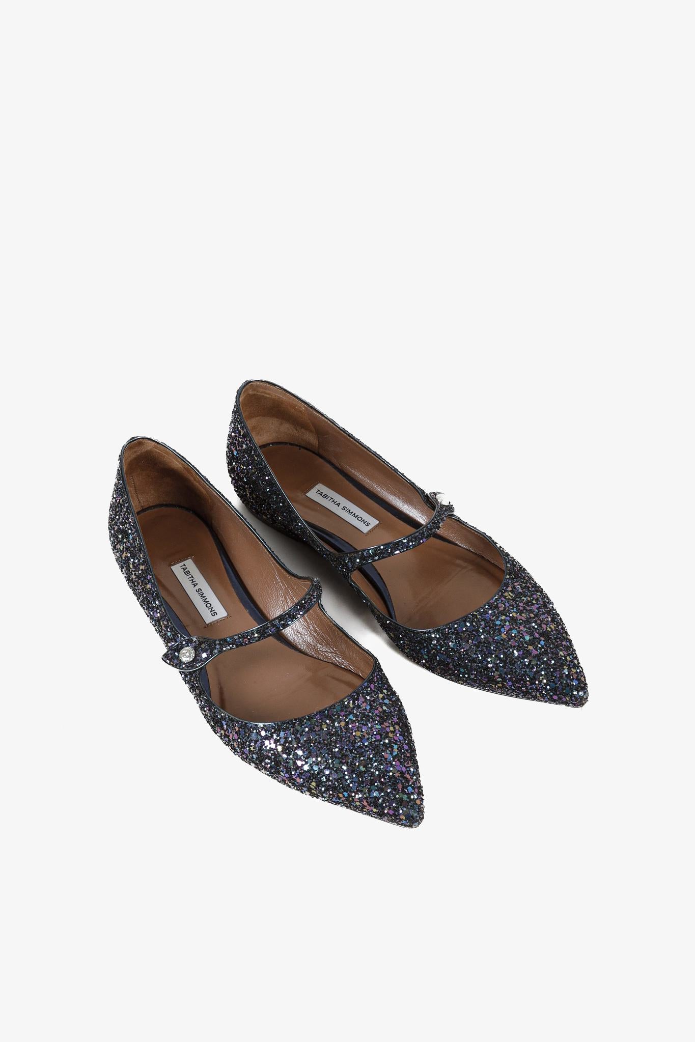 Tabitha Simmons Hermione Glitter-Finished Flats