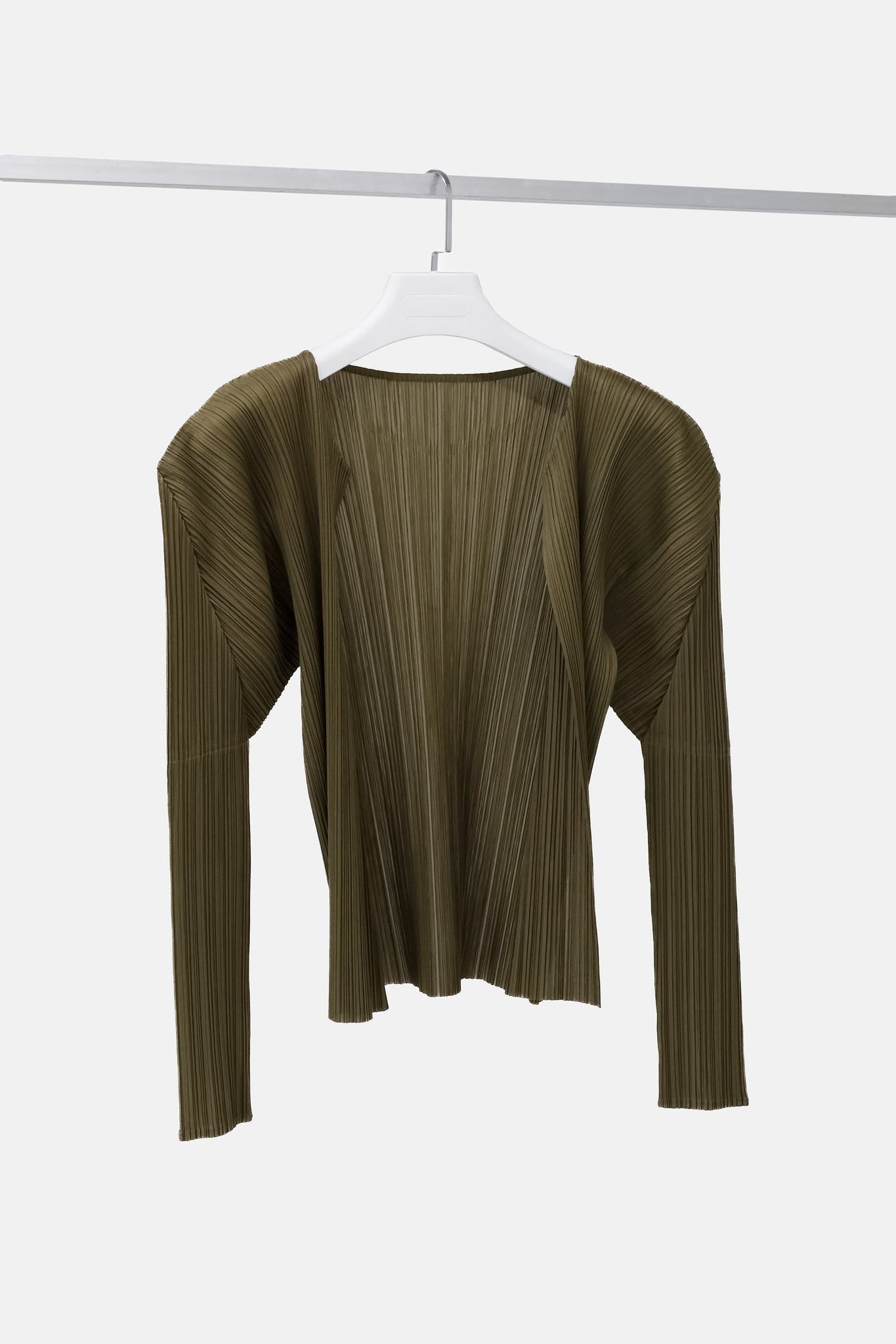 Issey Miyake Pleats Please Khaki Cardigan