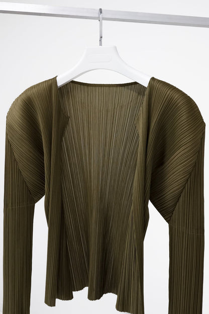 Issey Miyake Pleats Please Khaki Cardigan