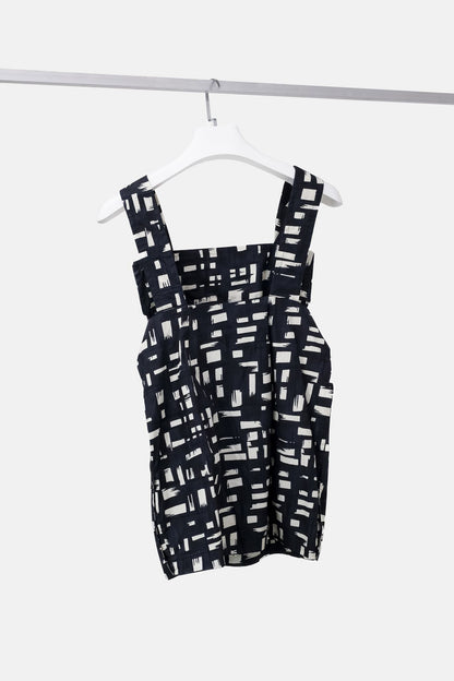 Marni Hatch Print Cotton Apron Tank