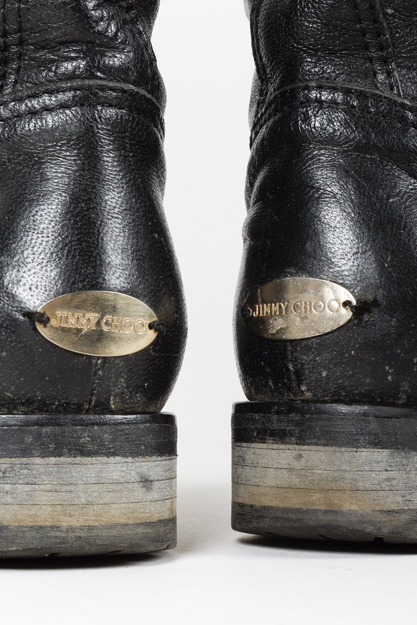Jimmy Choo Black Biker Buckled Leather Boots