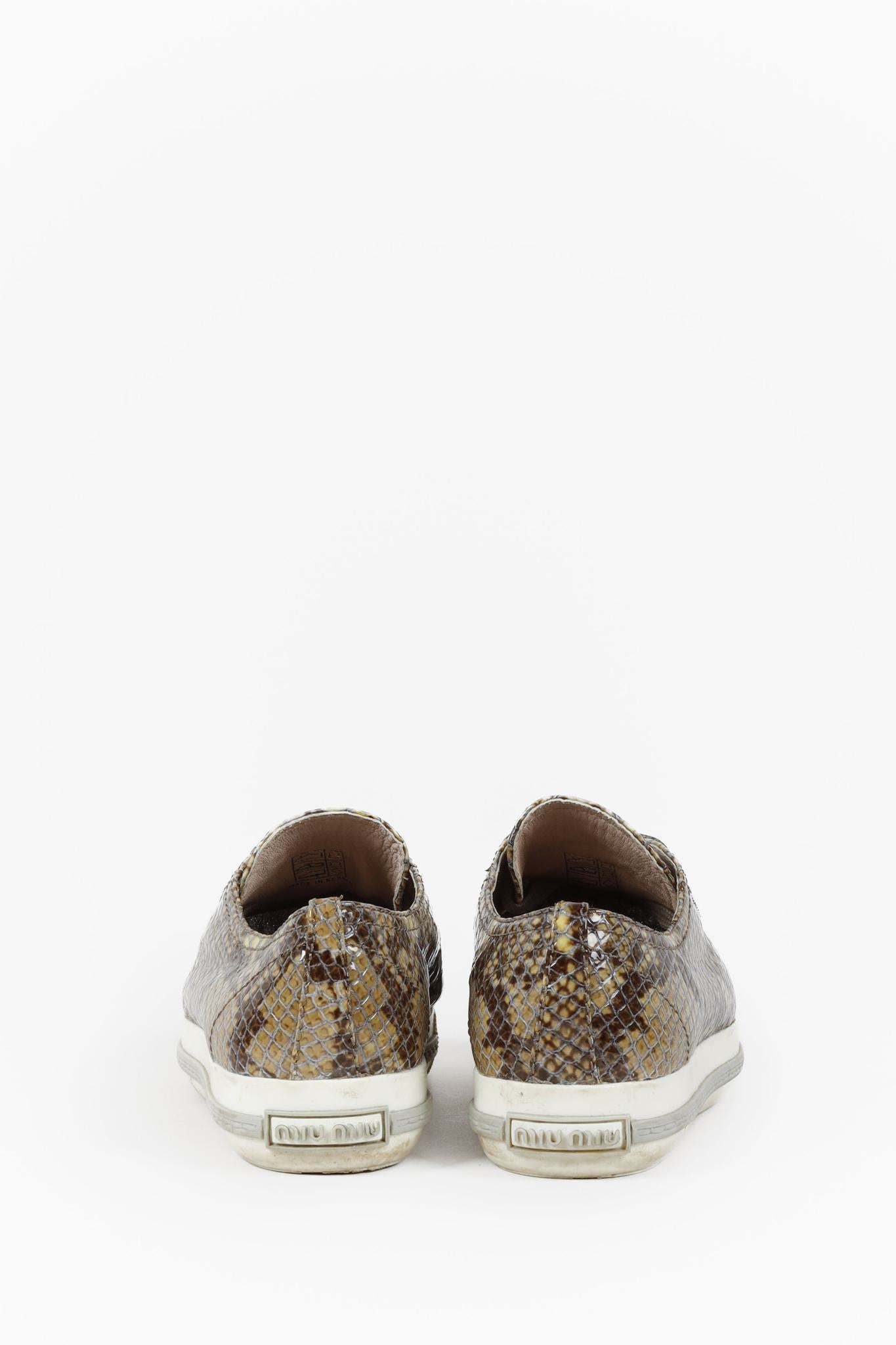 Miu Miu Snakeskin Print Low-Top Sneakers