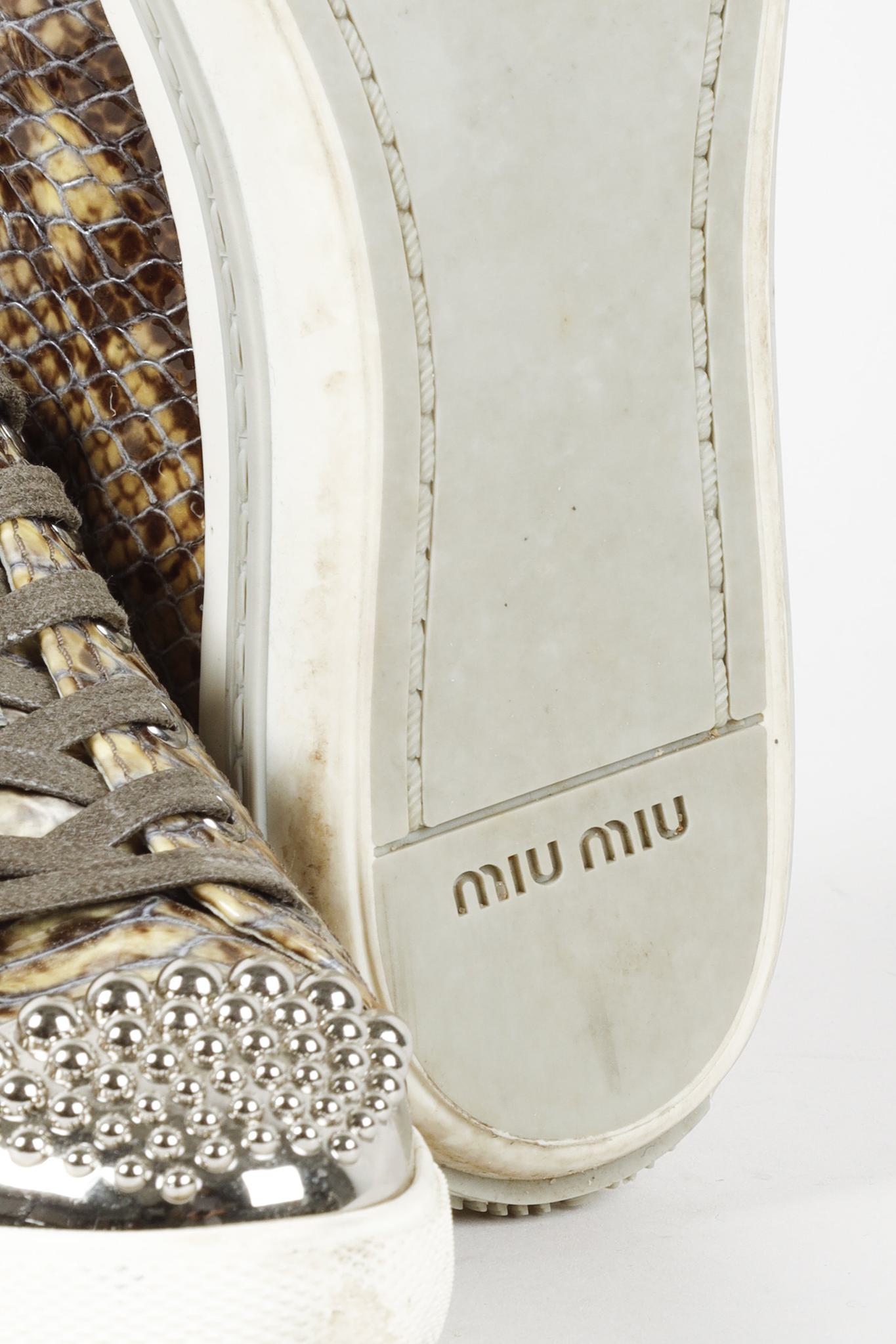 Miu Miu Snakeskin Print Low-Top Sneakers