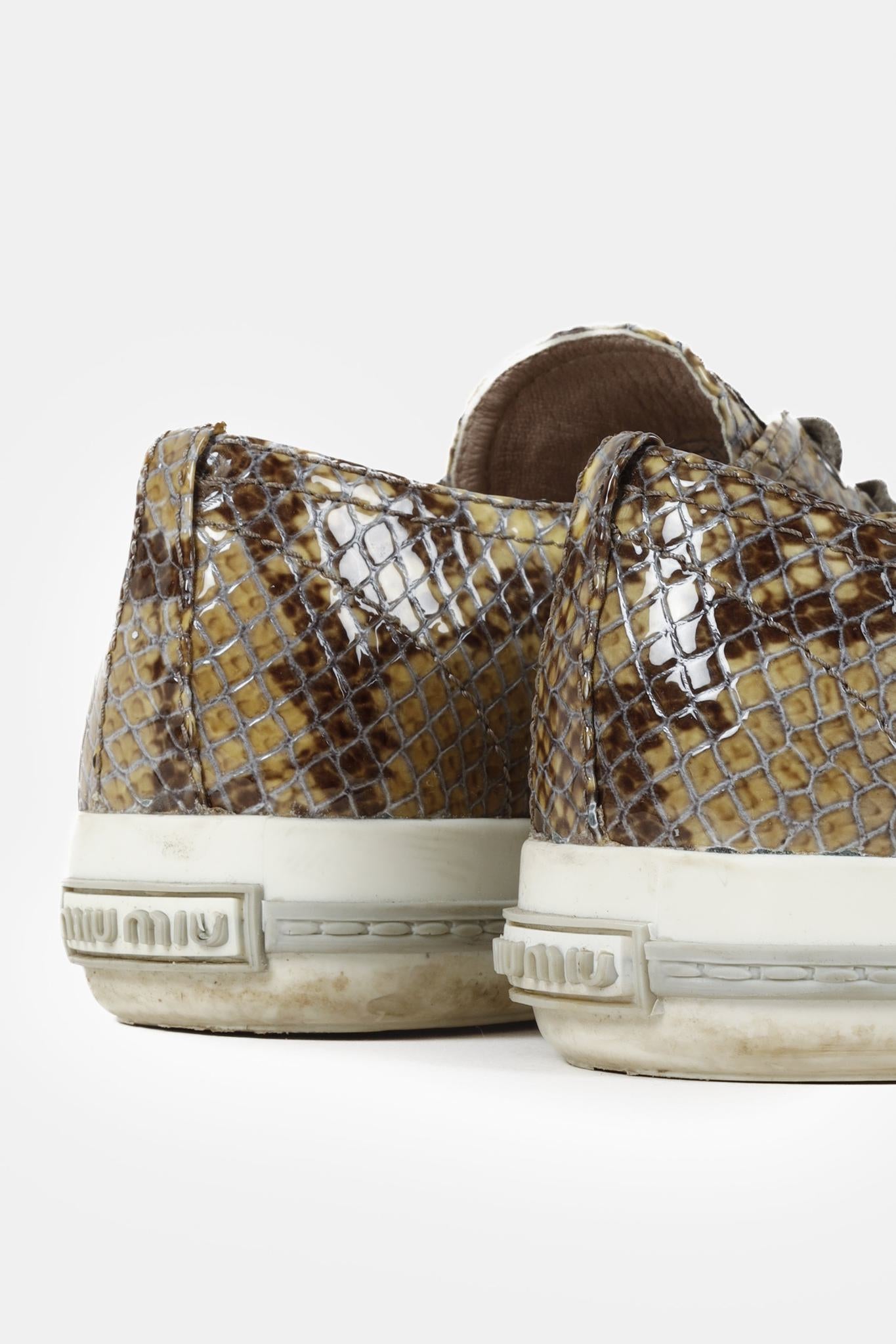 Miu Miu Snakeskin Print Low-Top Sneakers