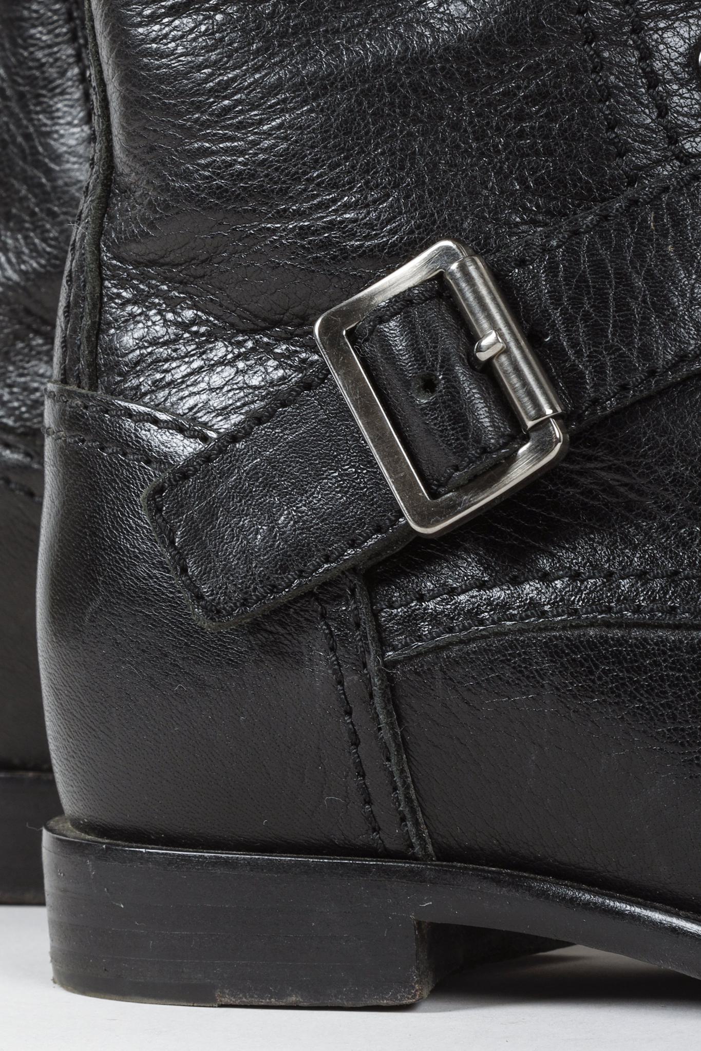 Prada Black Leather Ankle Laced Boot with Buckle