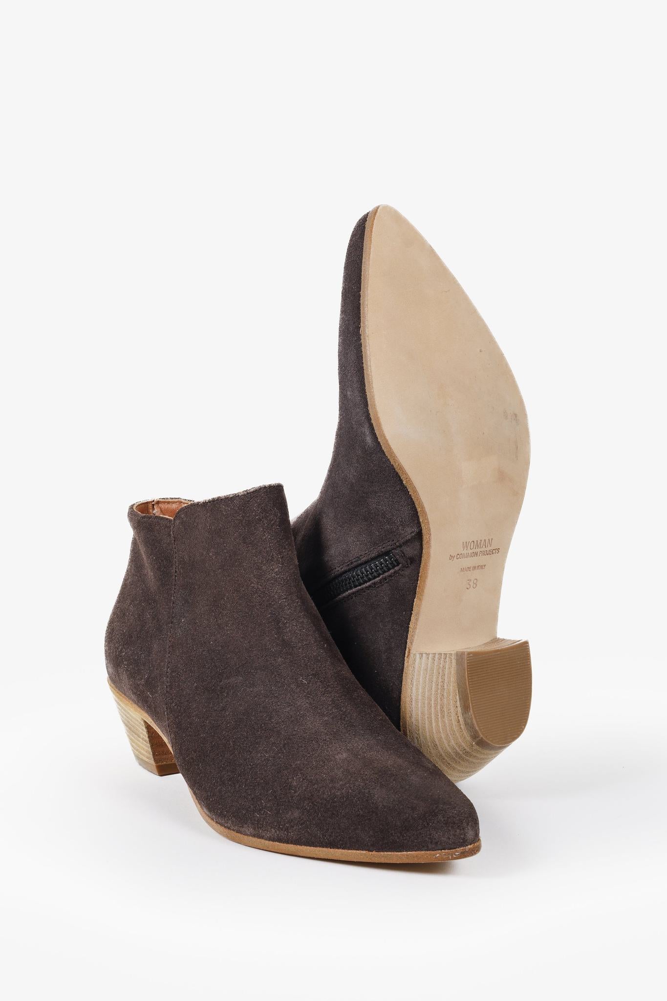 Woman by Common Projects Brown Suede Ankle Boots