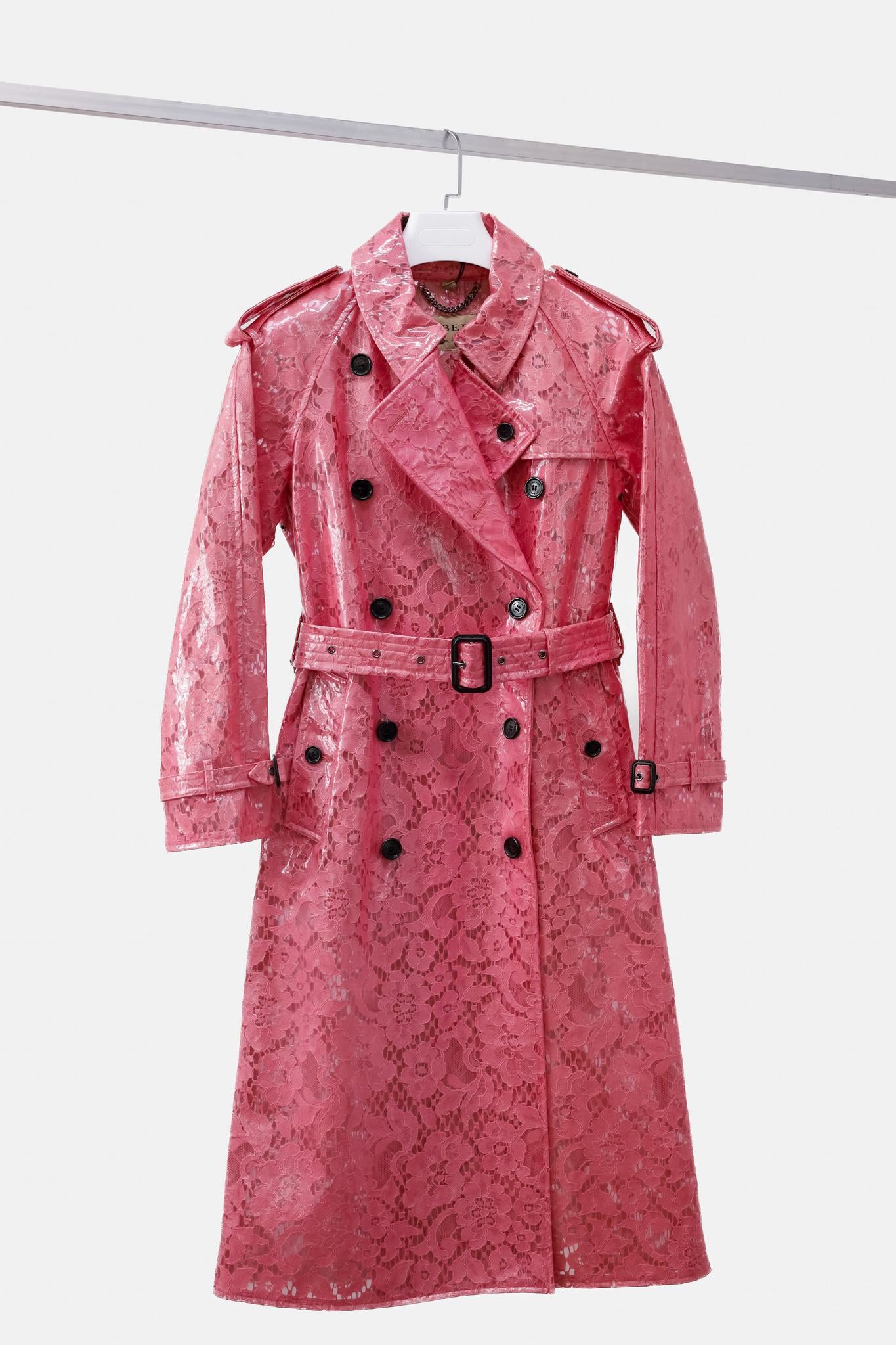 Burberry Pink Eastheath Embellished Trench Coat