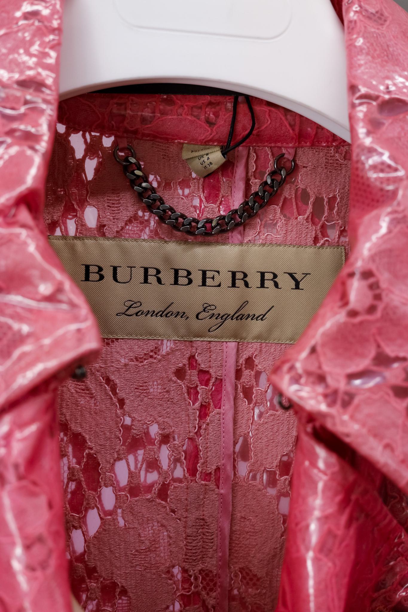 Burberry Pink Eastheath Embellished Trench Coat