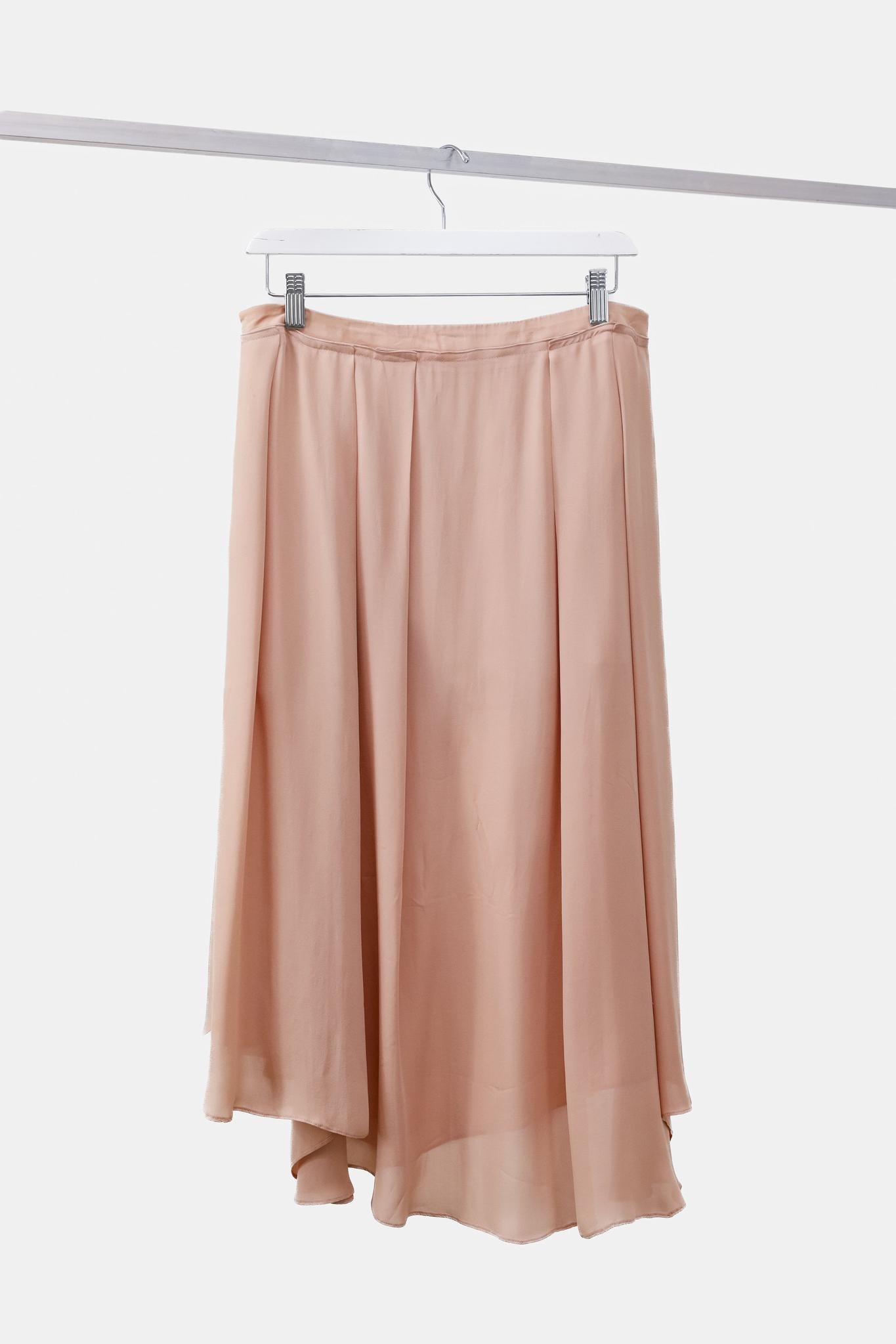 Cacharel Pleated Silk Midi Skirt