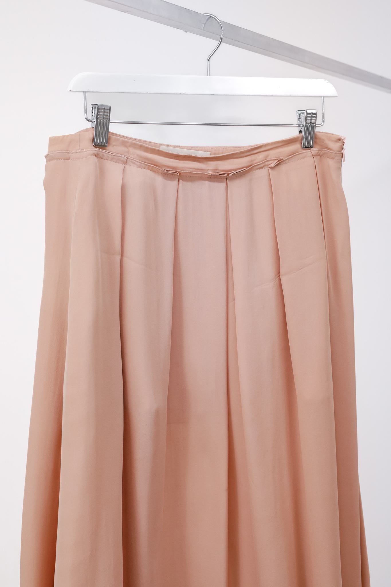 Cacharel Pleated Silk Midi Skirt