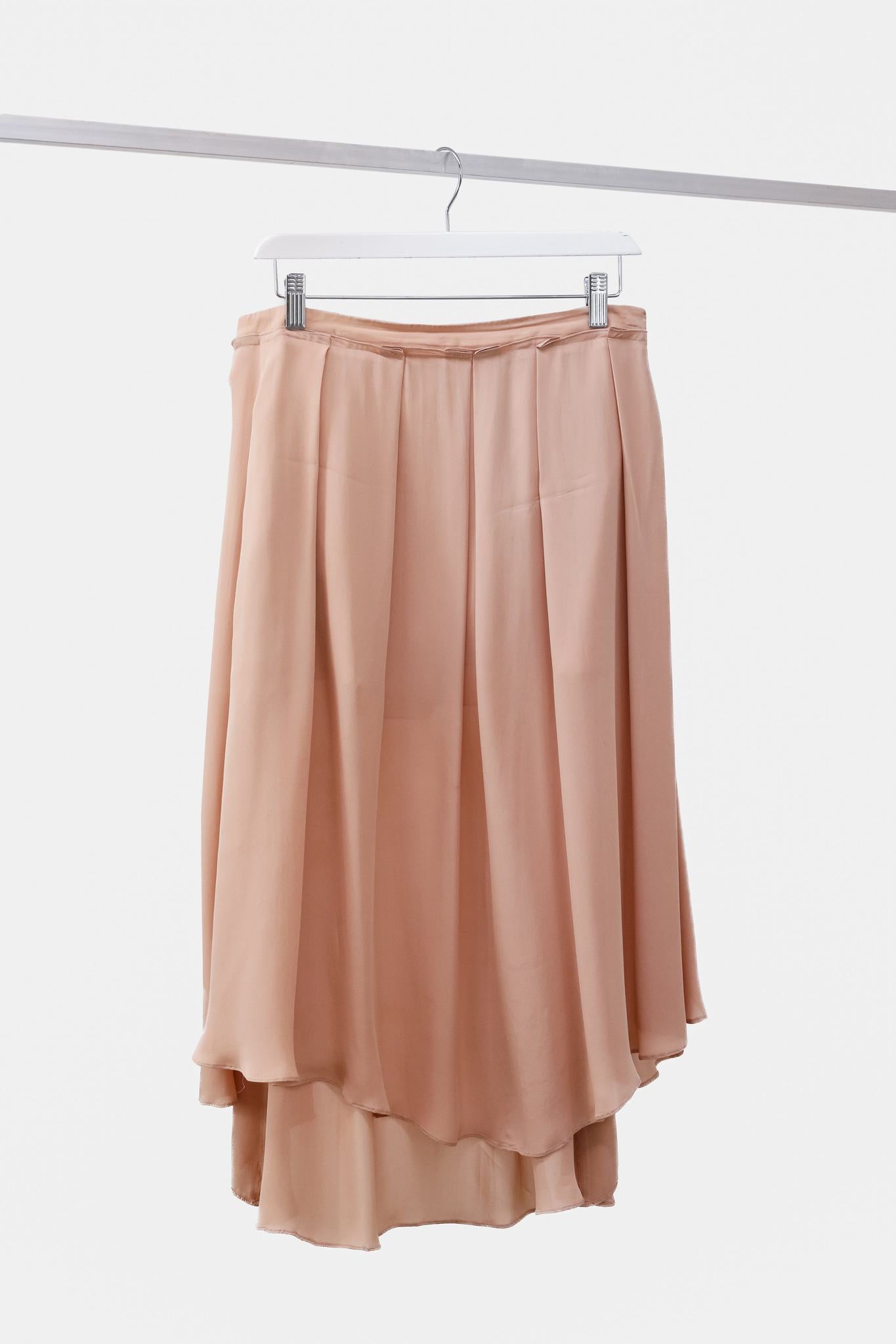 Cacharel Pleated Silk Midi Skirt