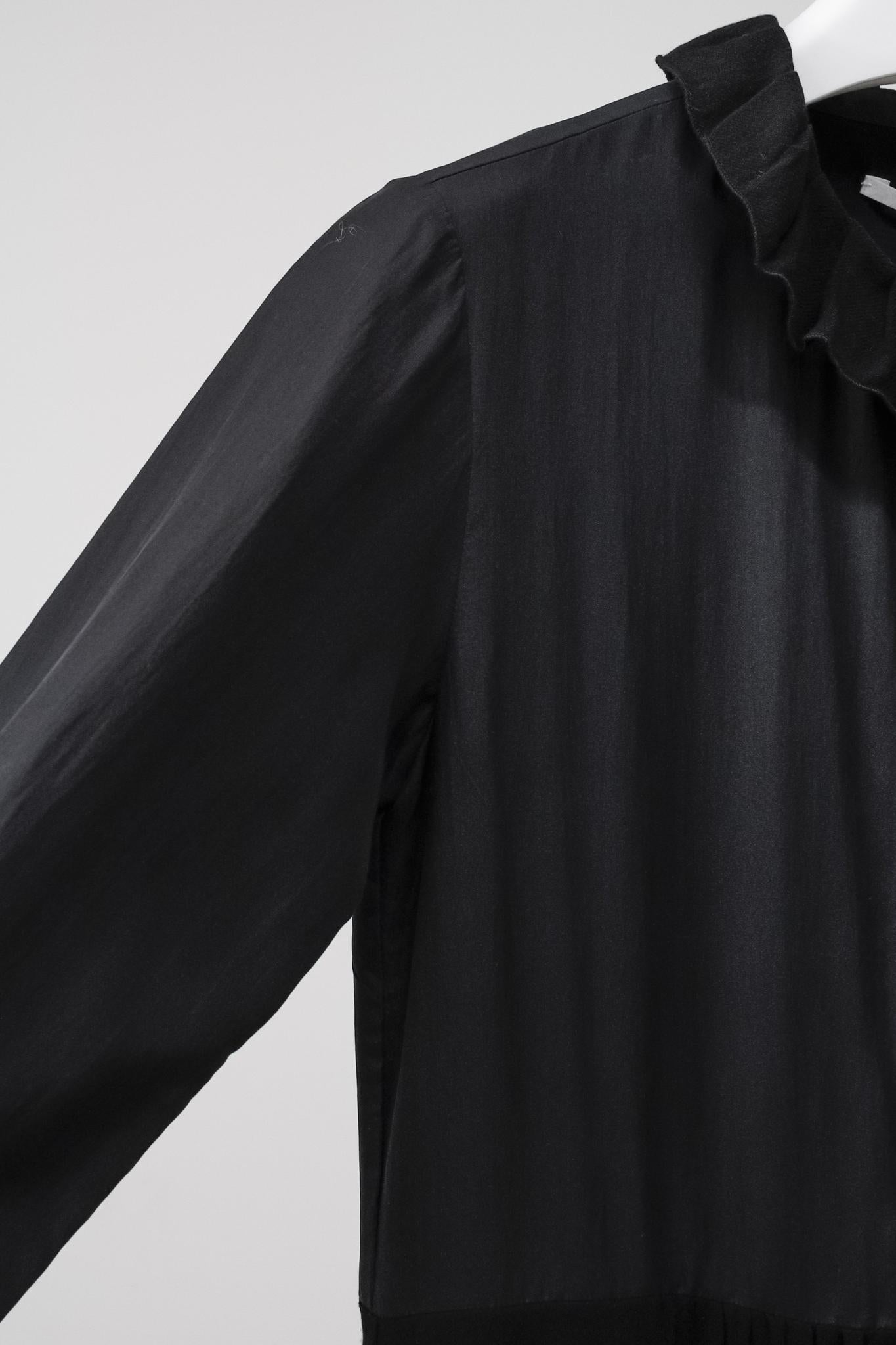 Pomandère Black Pleated Hem Maxi Dress