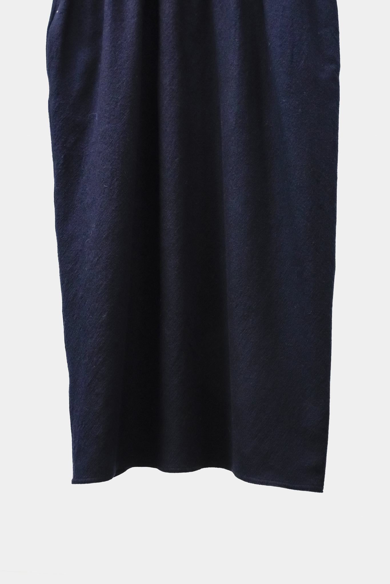 Sofie D’Hoore Gathered Neck Navy Wool Maxi Dress