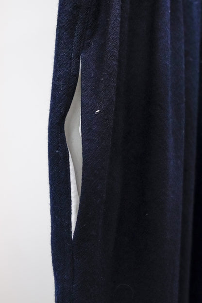 Sofie D’Hoore Gathered Neck Navy Wool Maxi Dress