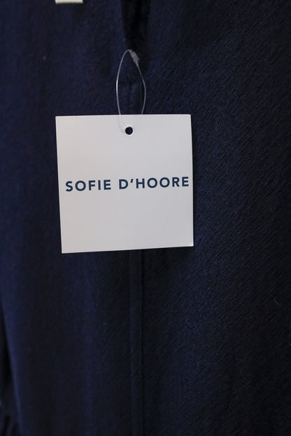 Sofie D’Hoore Gathered Neck Navy Wool Maxi Dress