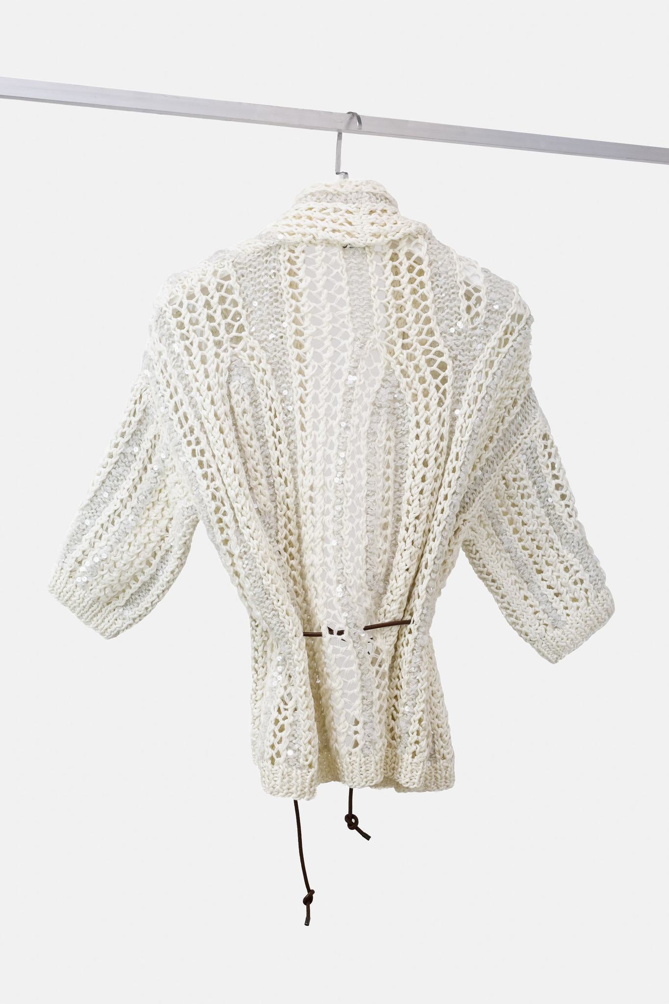 Brunello Cucinelli Sequinned Belted Cardigan
