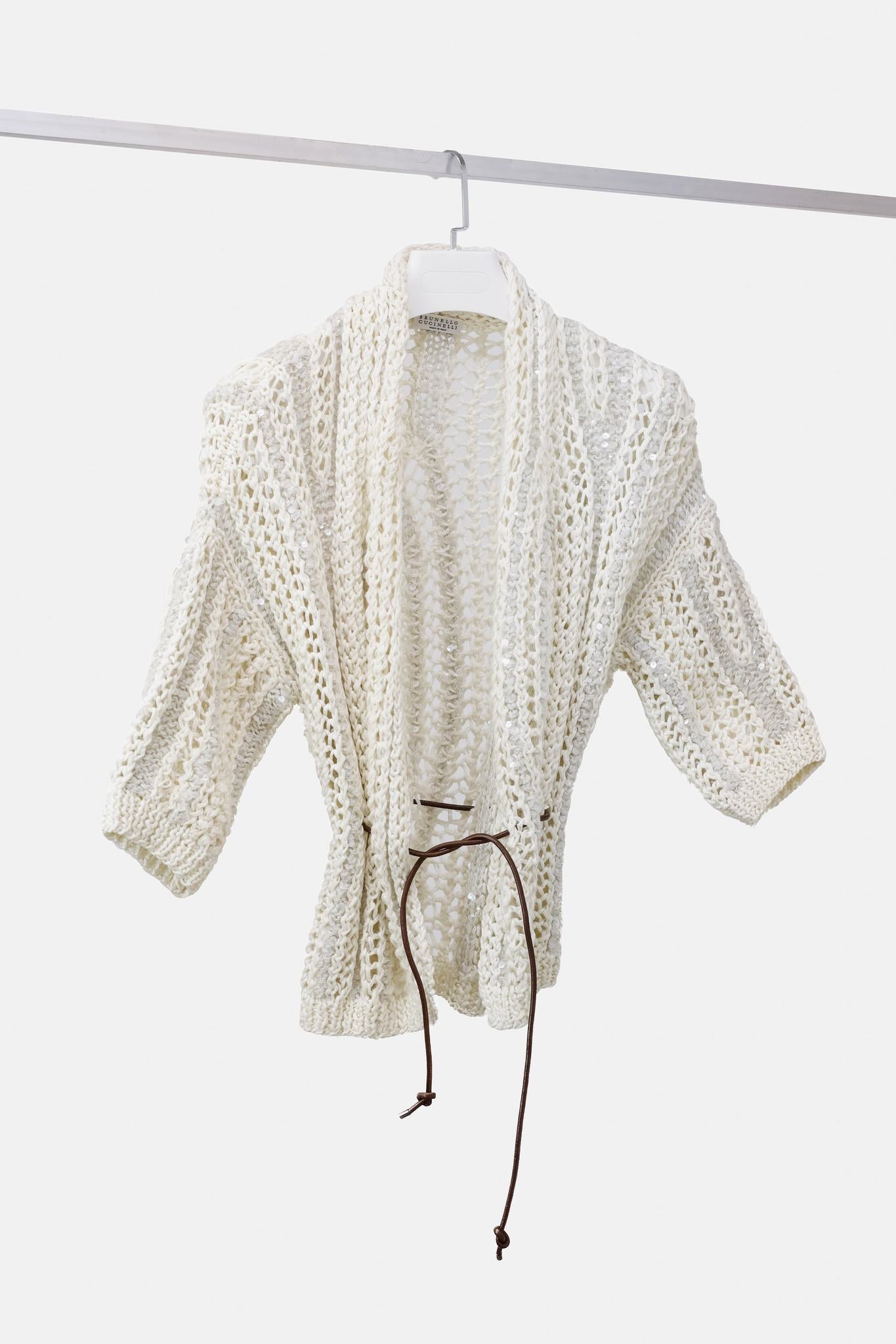 Brunello Cucinelli Sequinned Belted Cardigan