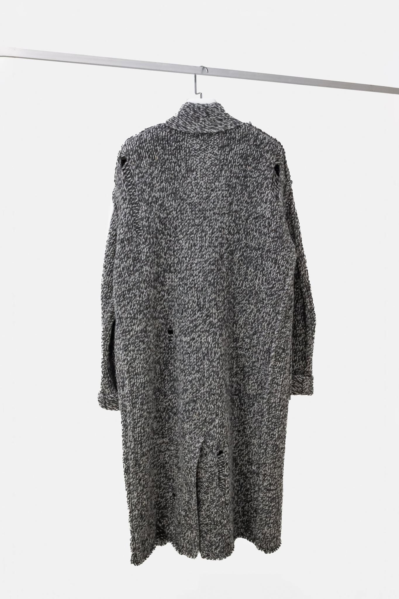 R13 AW/21 Grey Oversized Lapel Sweater Coat