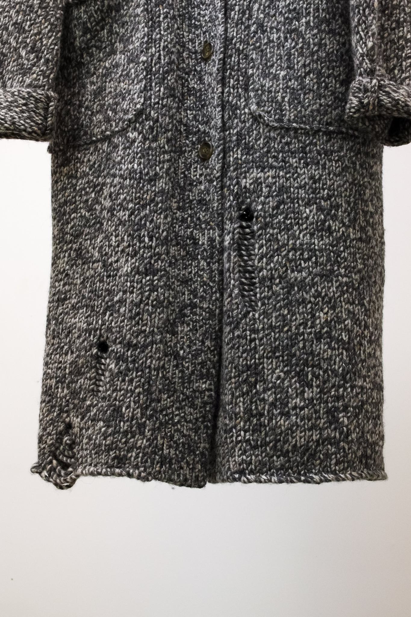 R13 AW/21 Grey Oversized Lapel Sweater Coat
