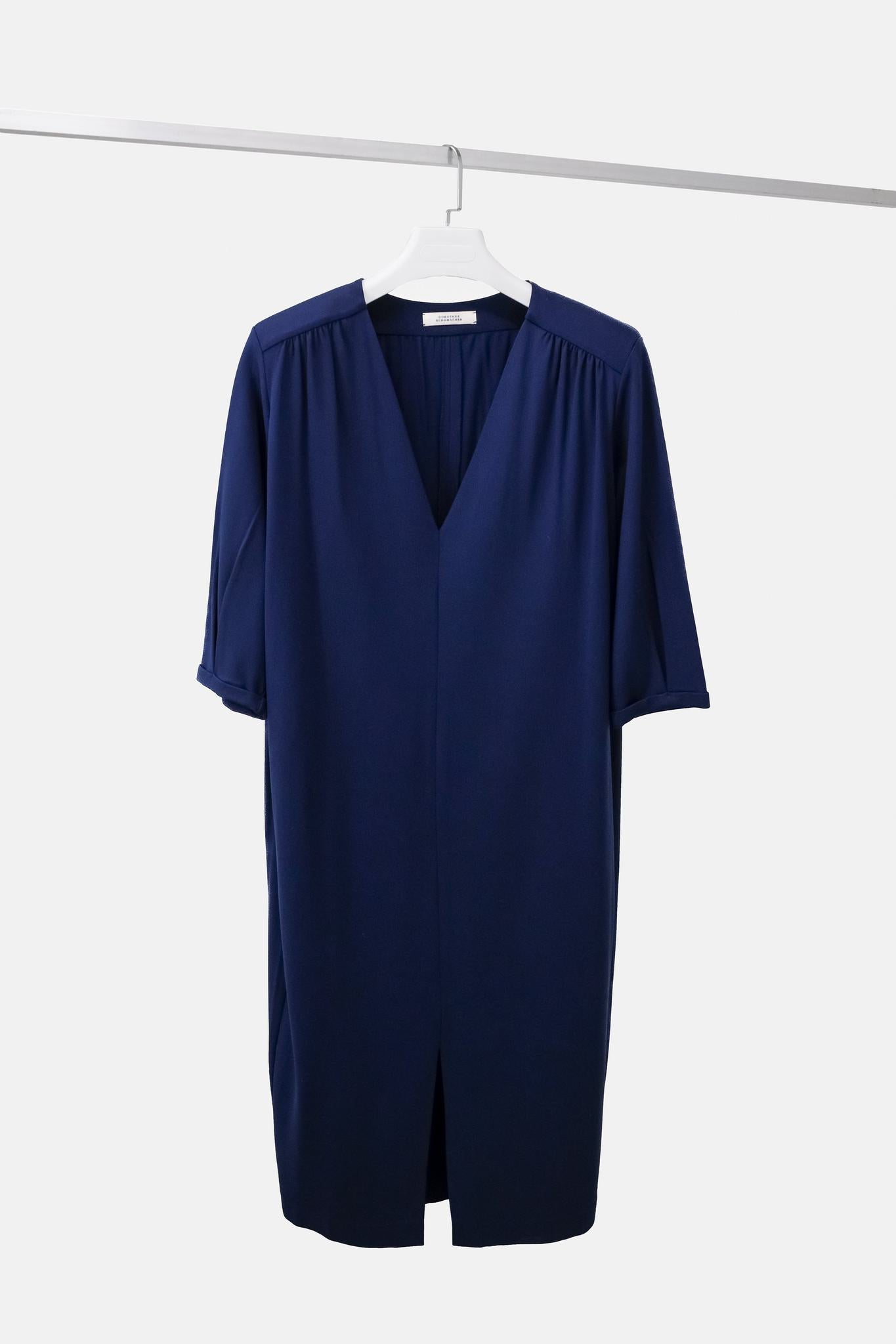 Dorothee Schumacher Soft Essence Petroleum Blue V-Neck Dress