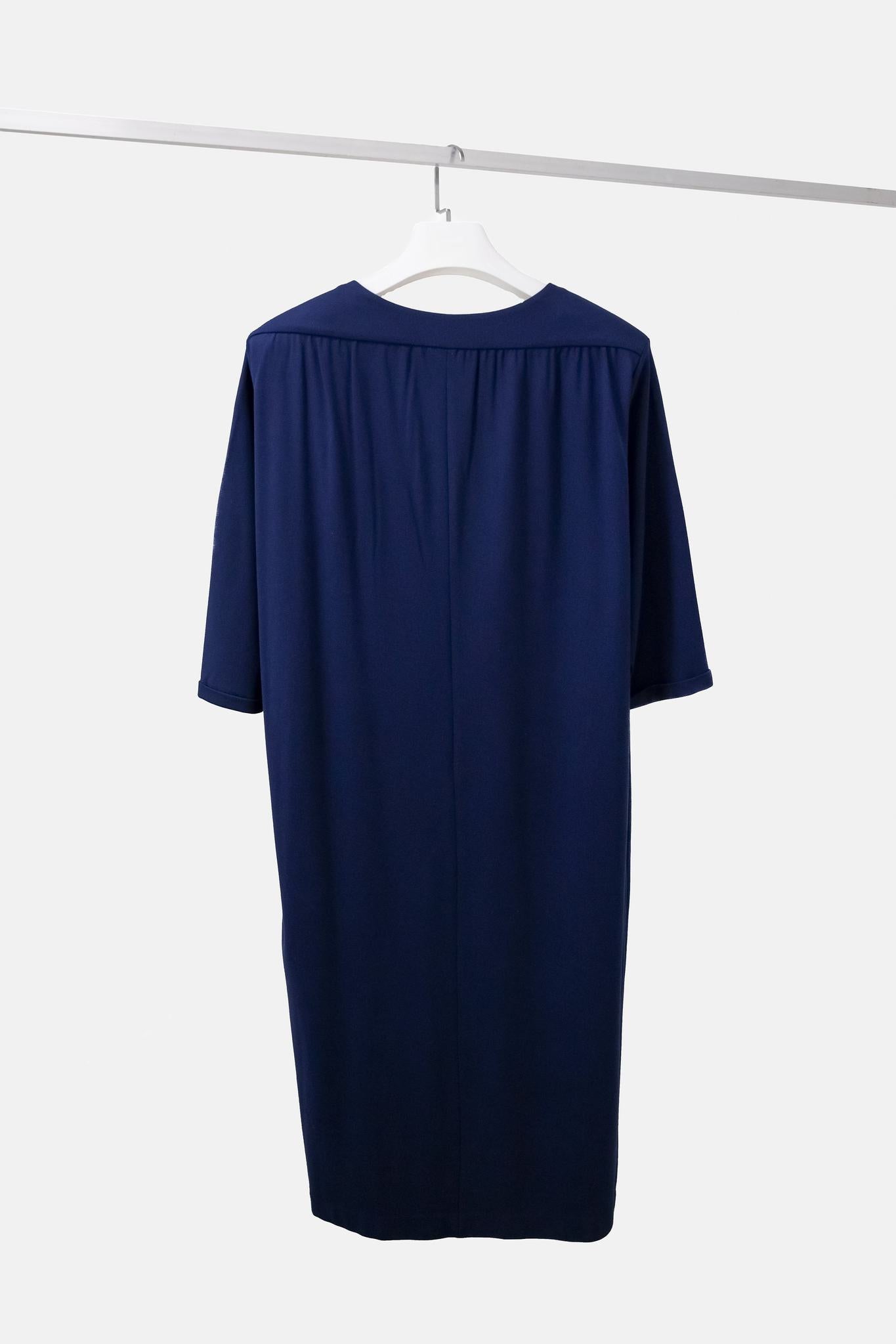 Dorothee Schumacher Soft Essence Petroleum Blue V-Neck Dress