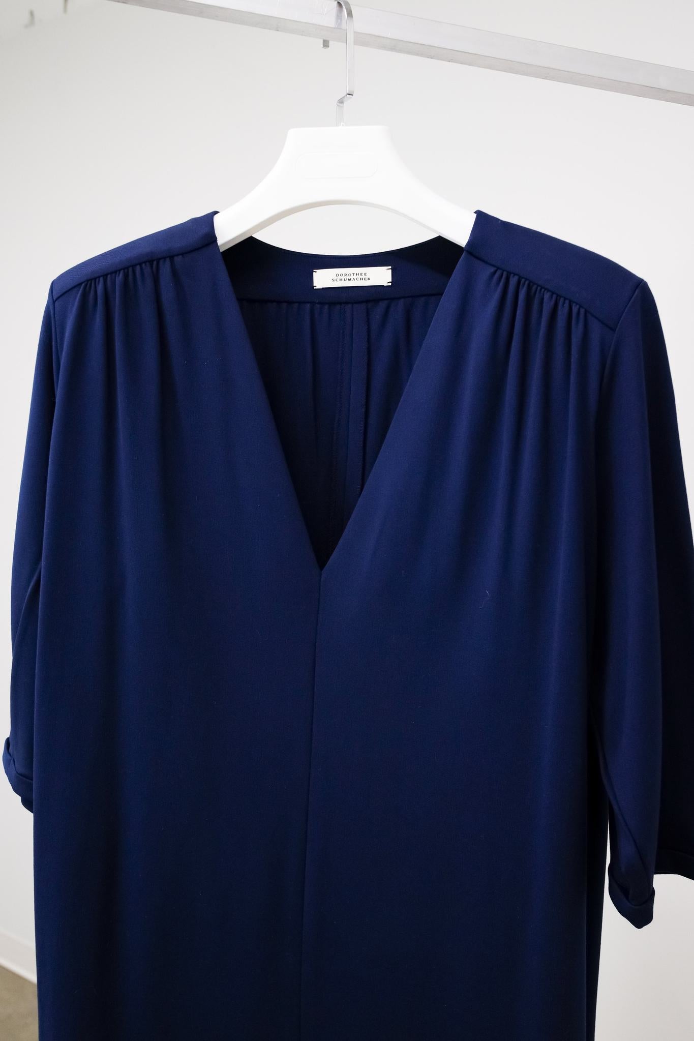 Dorothee Schumacher Soft Essence Petroleum Blue V-Neck Dress