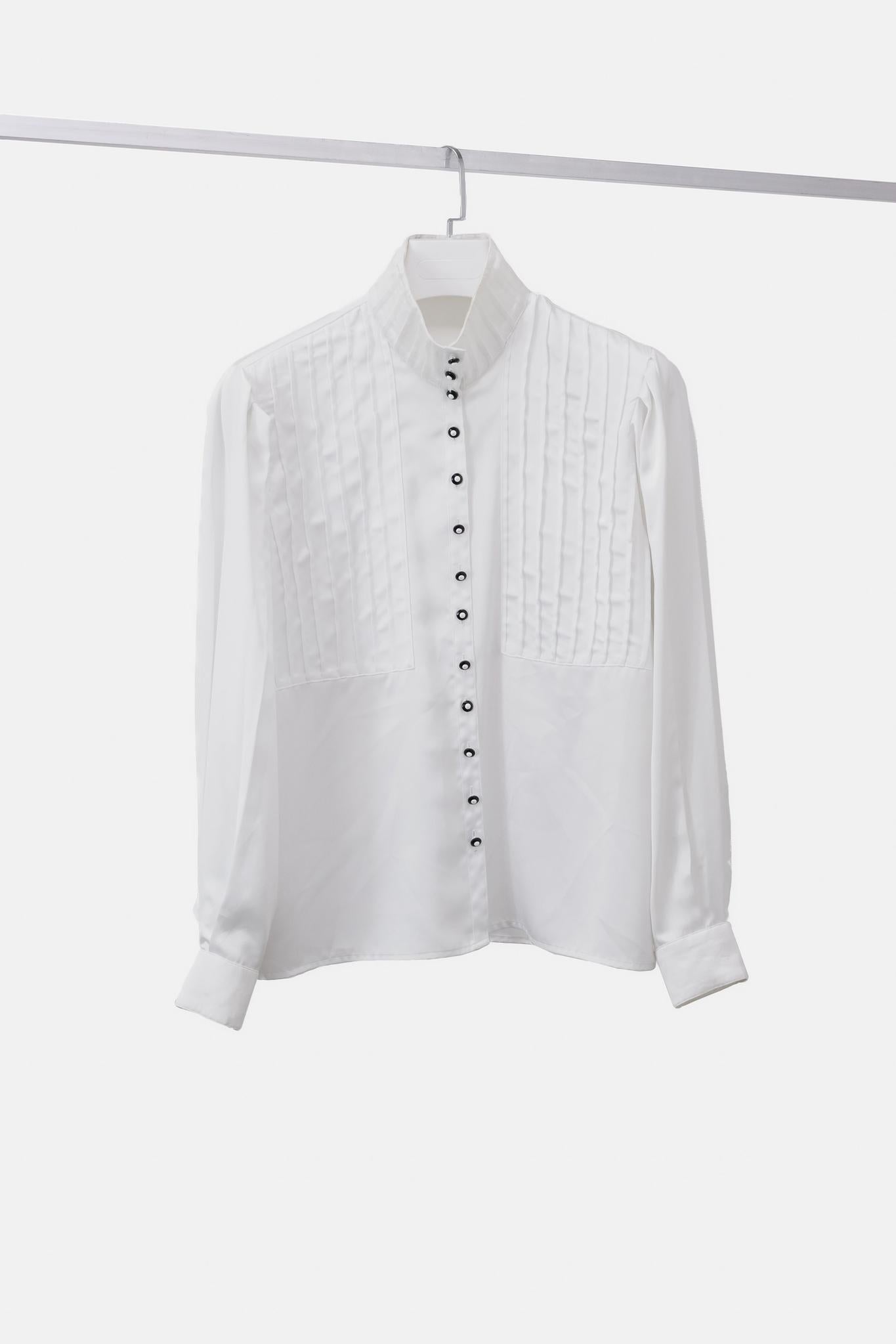 Louis Féraud Satin Pintuck Blouse