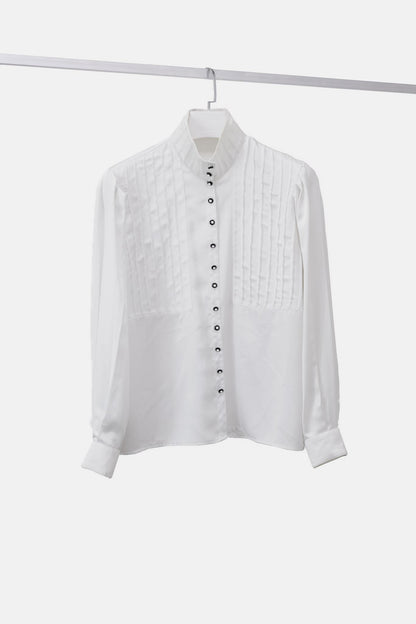 Louis Féraud Satin Pintuck Blouse