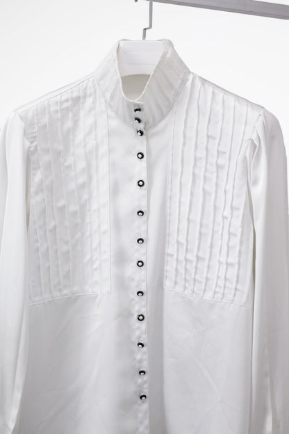 Louis Féraud Satin Pintuck Blouse