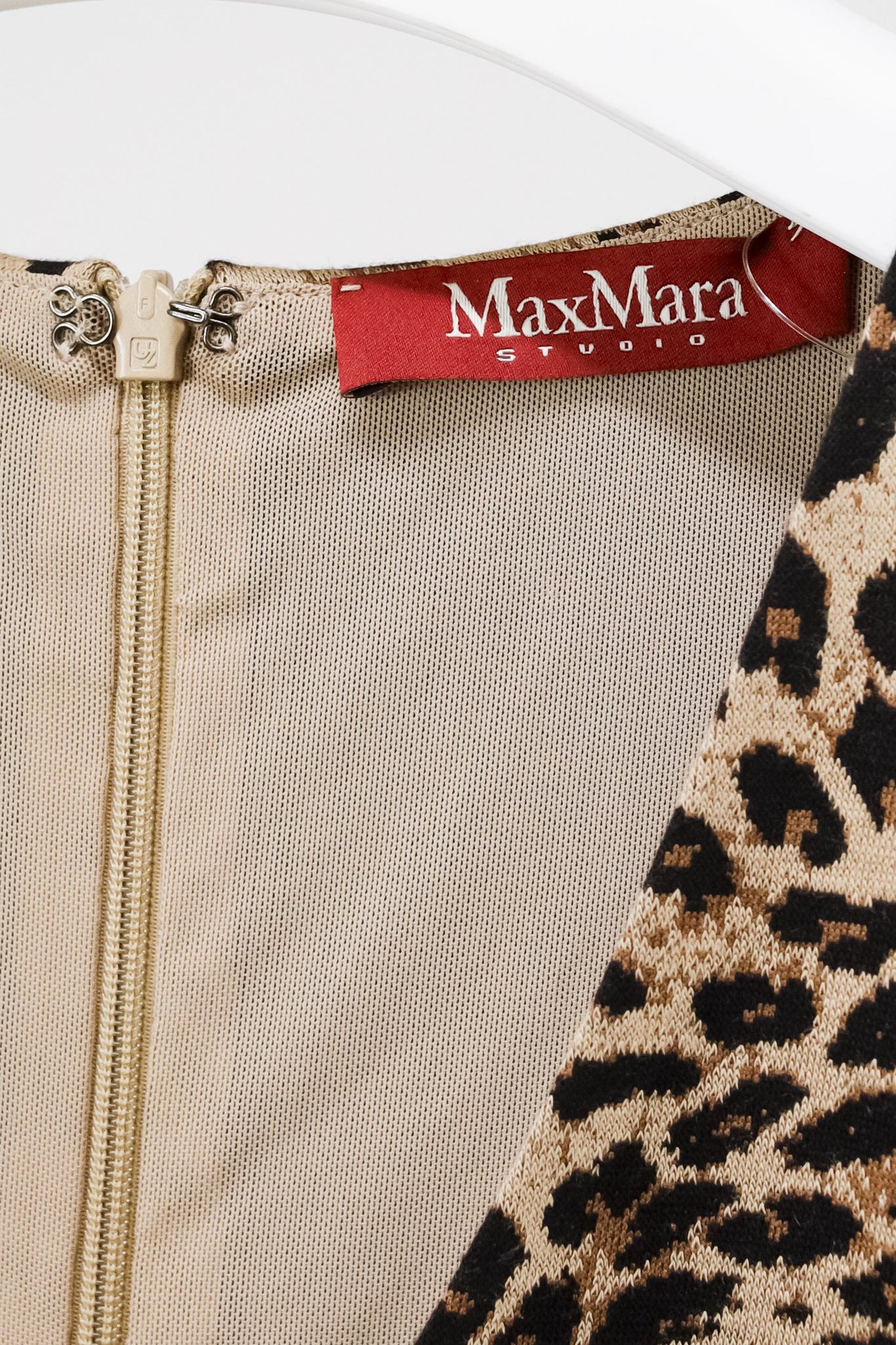 Max Mara Animal Print Jersey Midi Dress