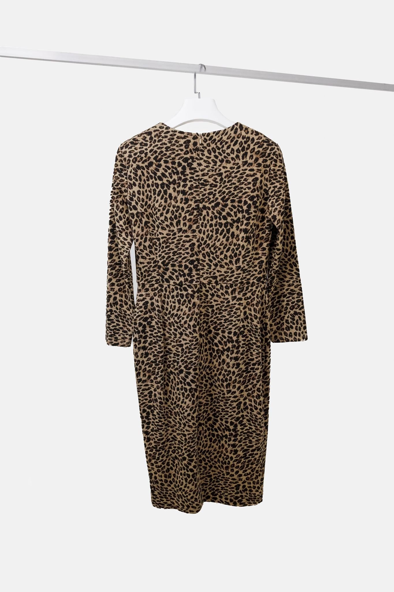 Max Mara Animal Print Jersey Midi Dress