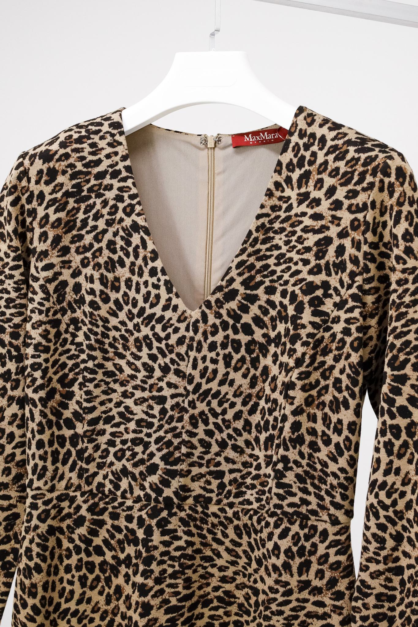 Max Mara Animal Print Jersey Midi Dress